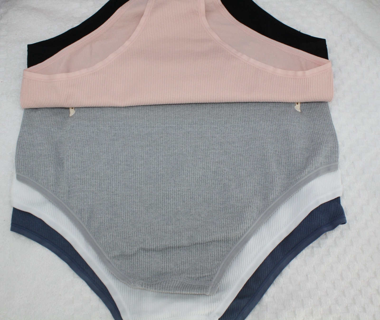 NWT set of 5 PEANUTS SNOOPY seamless ribbed panties BLUE WHITE BLACK GRAY embro