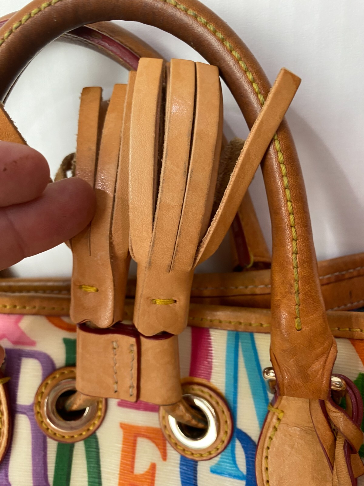 Dooney Bourke Rainbow Logo Monogram Retro GRAFICA Graffiti Leather Satchel Bag