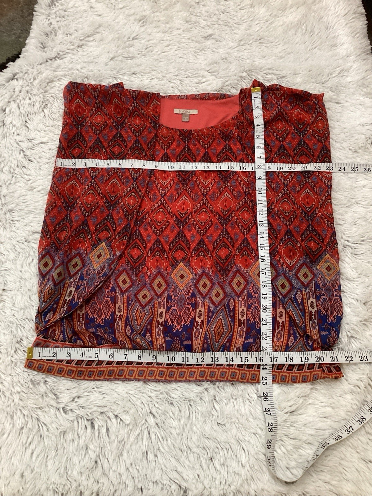 Roz & Ali Boho Tribal Batwing Lined Blouse Woman’s Size 1X