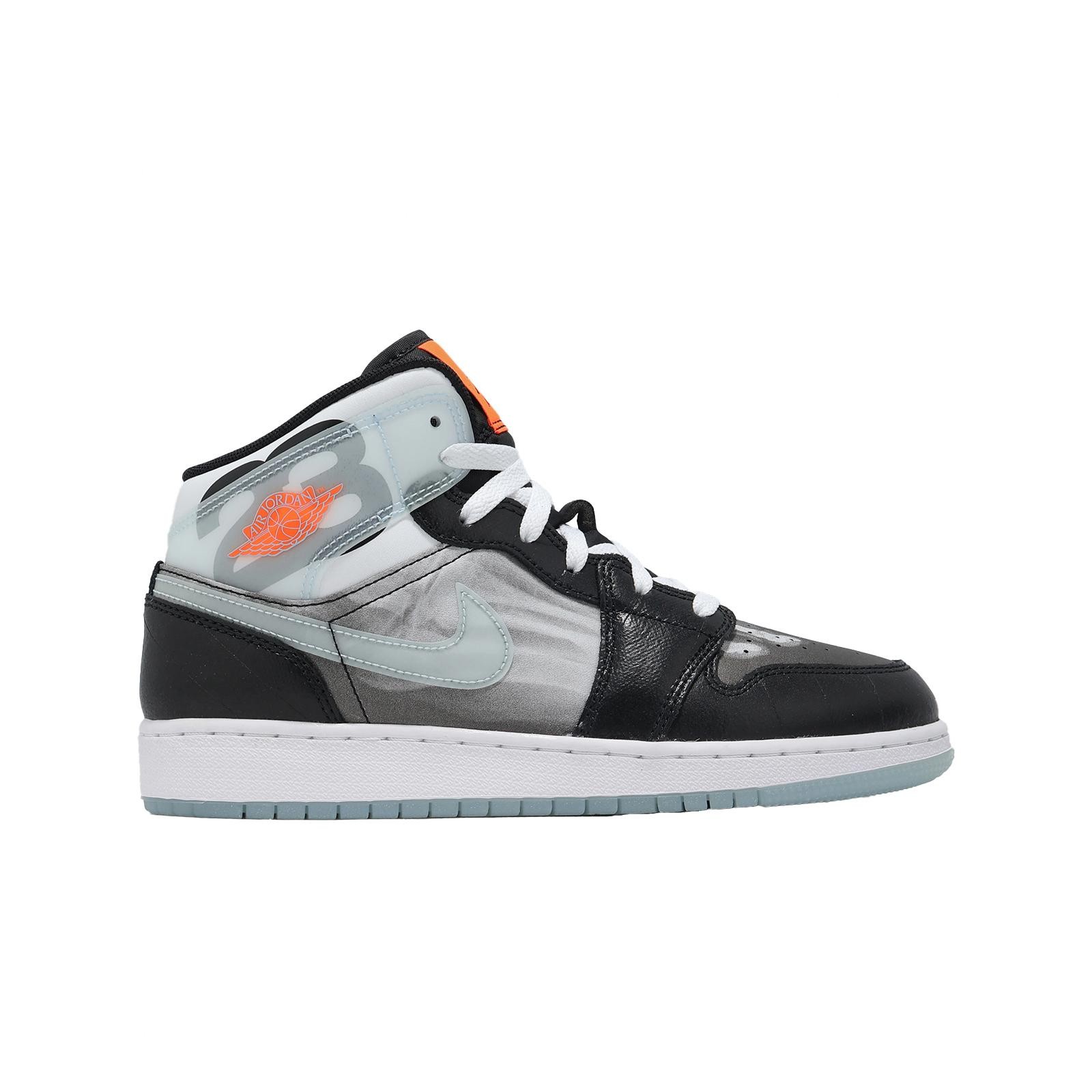 Nike Air Jordan 1 Mid SS GS Black Ice Blue Total Crimson Kids Youth HF3210-001