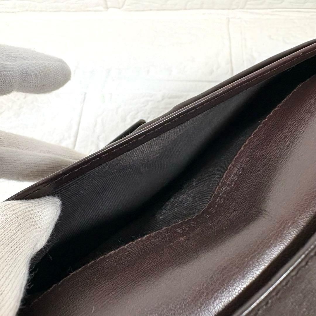 Gucci GUCCI Gucci Shima Long Wallet Logo Plate Dark Brown