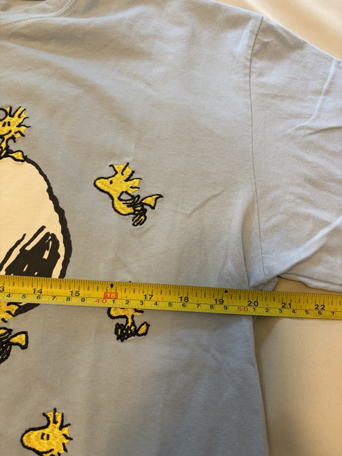 Peanuts Snoopy Woodstock Embroidered Graphic T Shirt XL Blue 2023