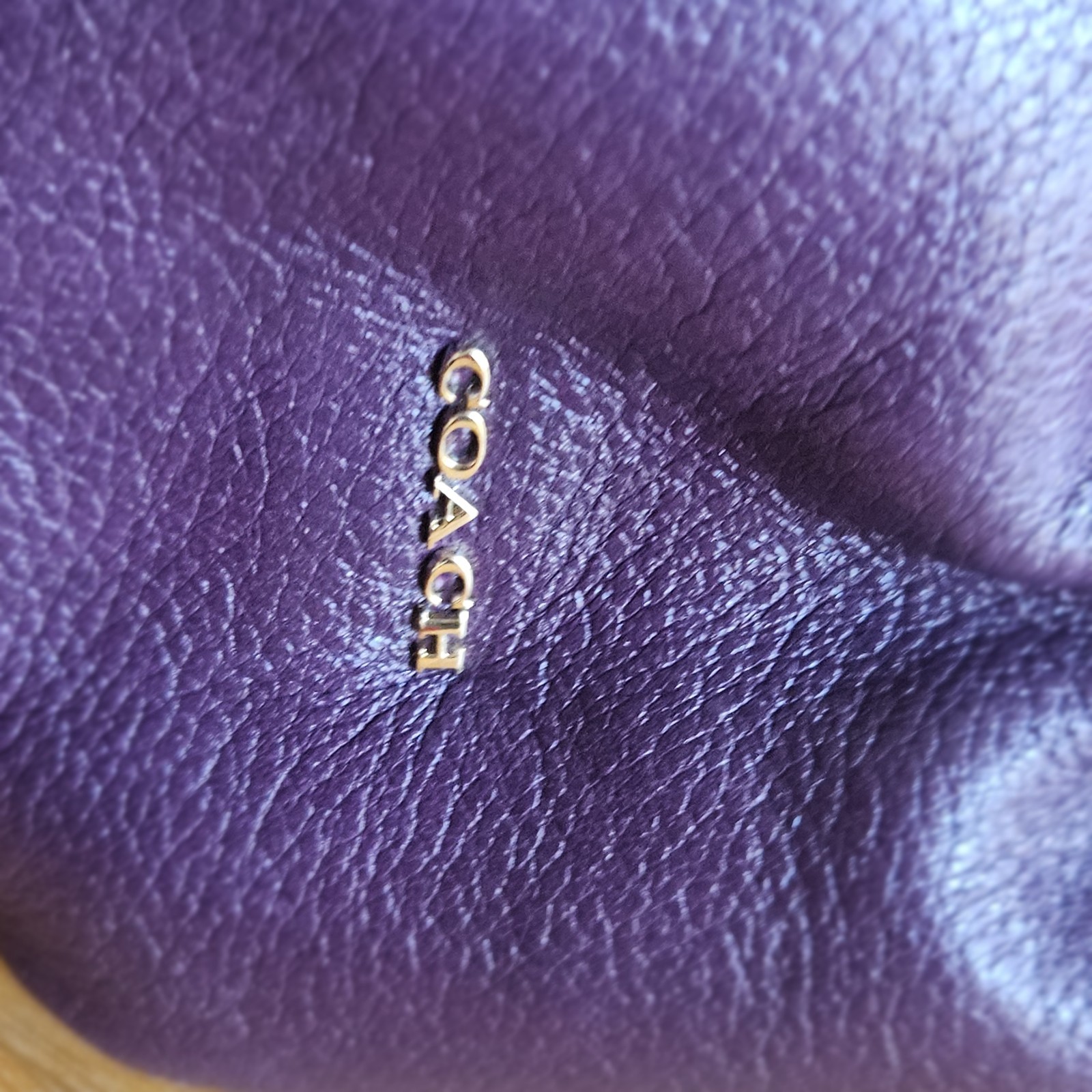 COACH Madison Phoebe Tumbled Pebbled Plum Purple Leather Lined Shoulder Bag