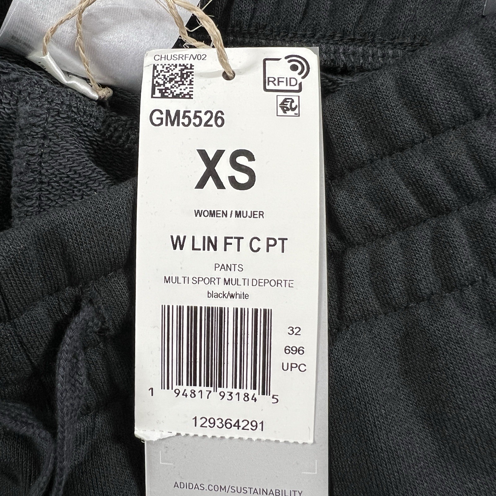 Adidas Women’s XS Essentials Lineage French Terry Slim Tapered Leg Black GM5526