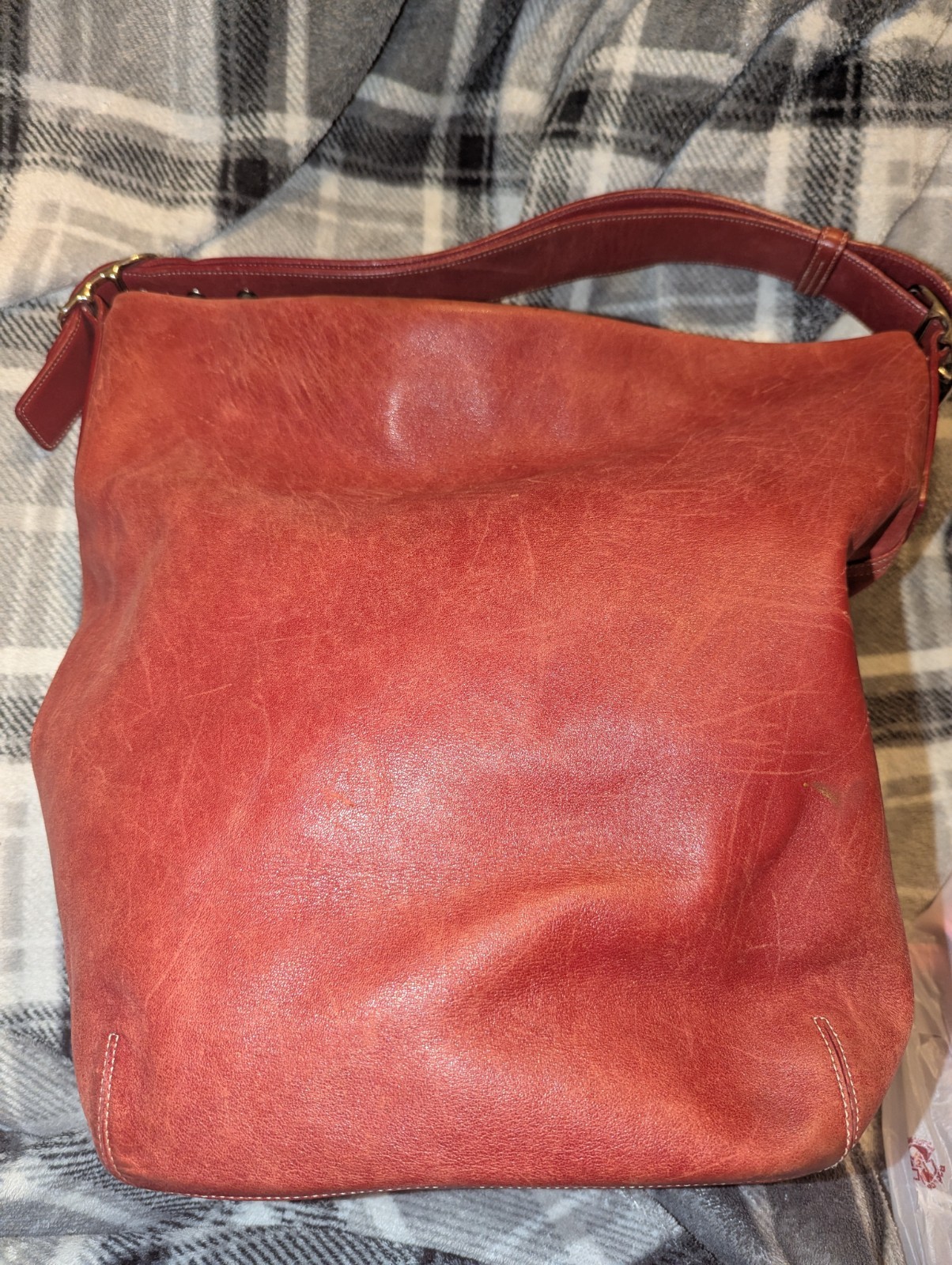 Coach Red Bleecker Bucket Signature Legacy Vintage Shoulder Bag No D2S-9151