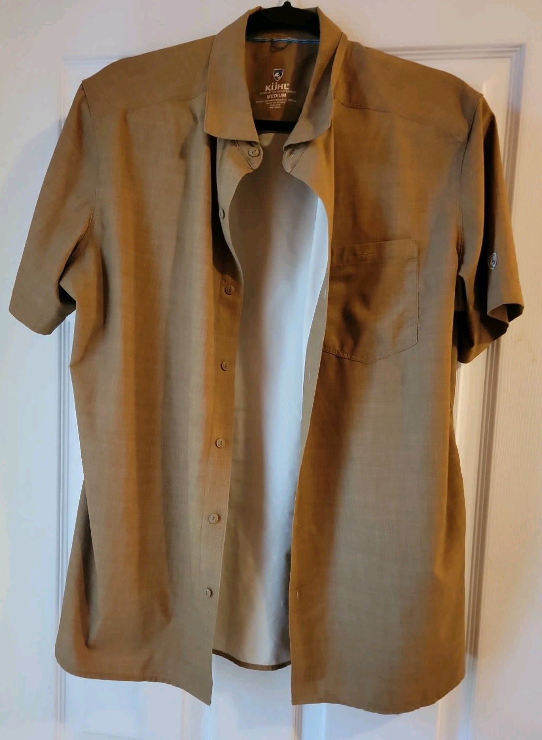 Kuhl Persuadr Shirt Mens Size M Medium Short Sleeve Button Up Shirt Brown 7428