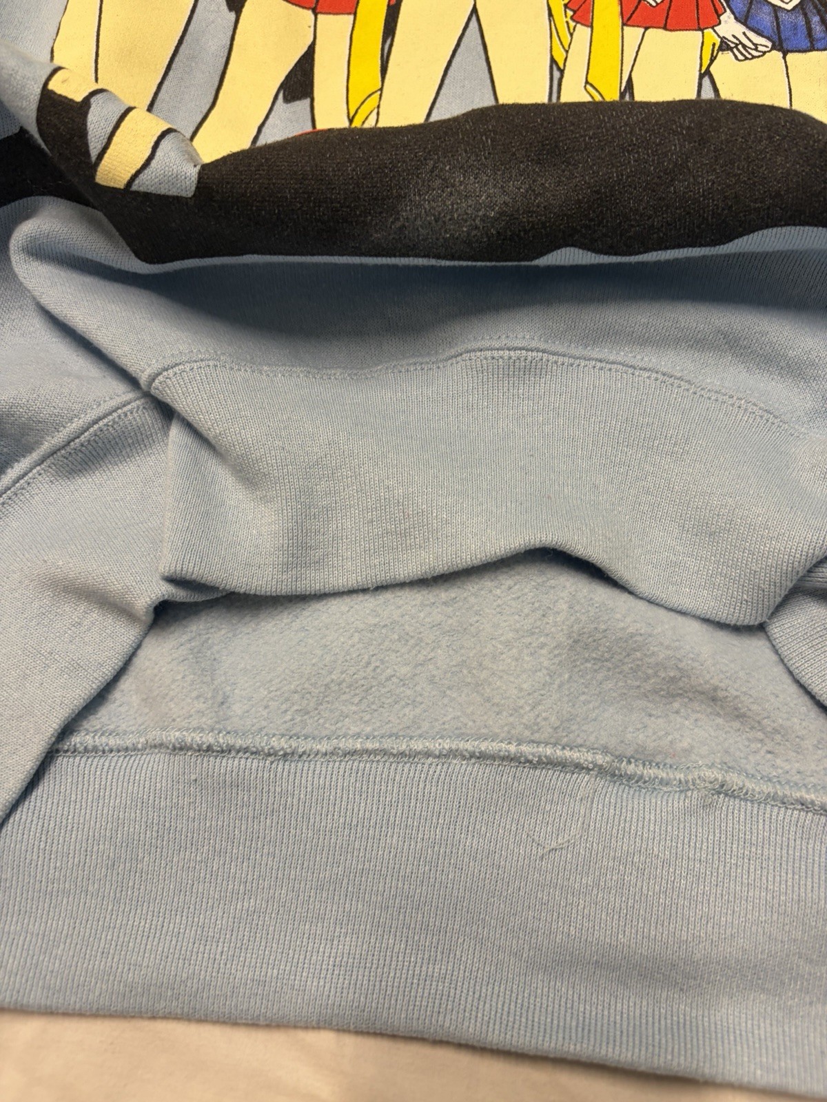 90’s Sailor Moon Crewneck Sweatshirt Large Tultex Flaws Usa Fleece Blue