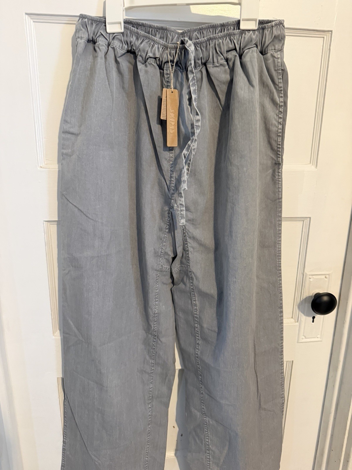 SKIMS Women’s Gray Cotton Lounge Pants Relaxed Straight Leg Drawstring S