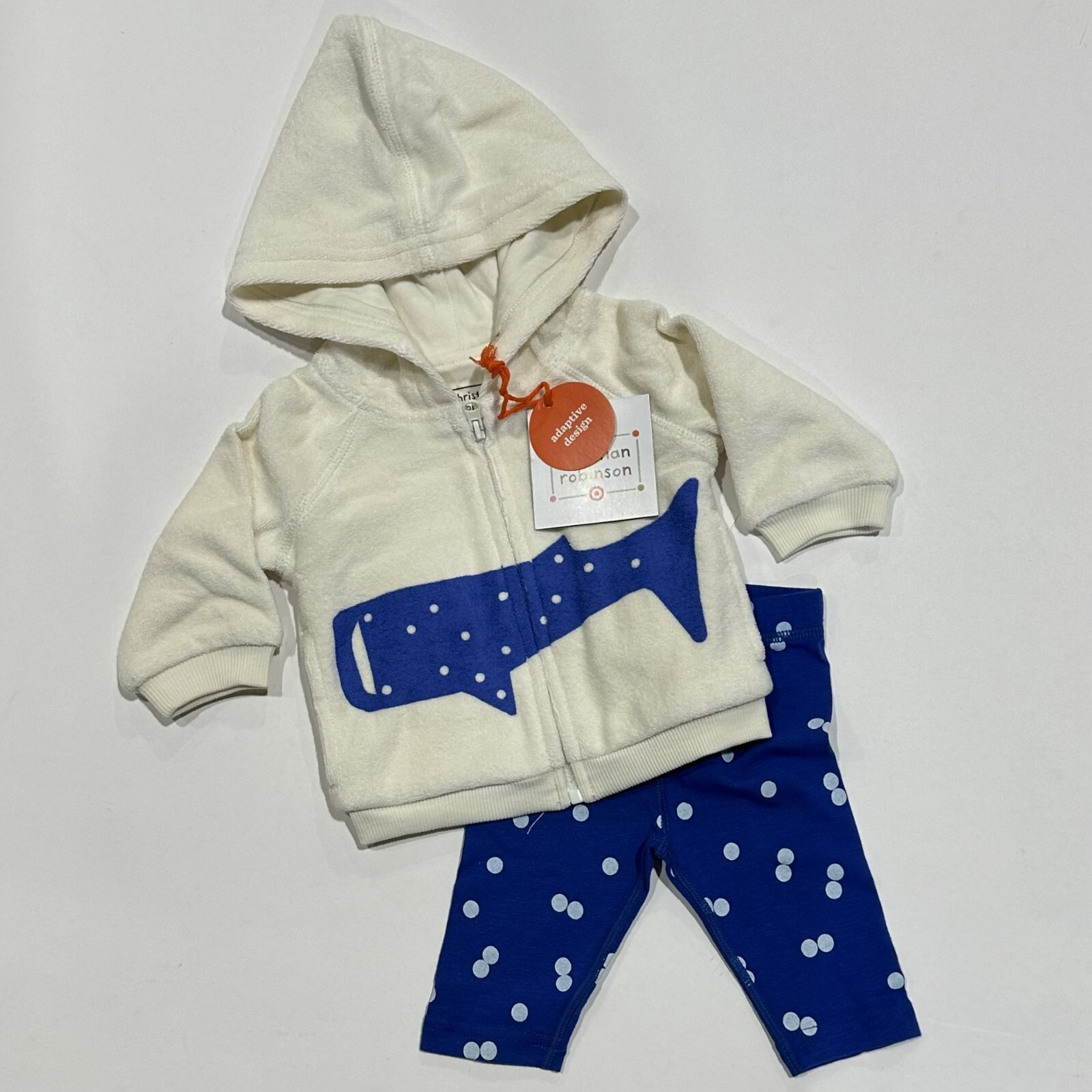 Baby Adaptive Whale Print Hoodie & Bottom Set -Christian Robinson, Blue 6-9M