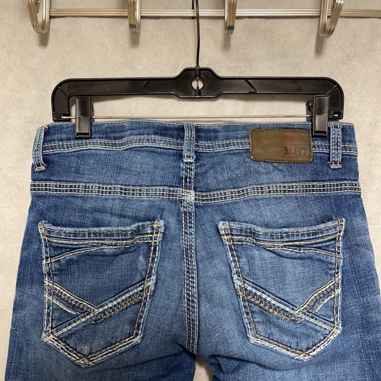 BKE Jeans Men’s 30X36 Alec Buckle Denim Distressed Straight Whiskered Stone 30XL