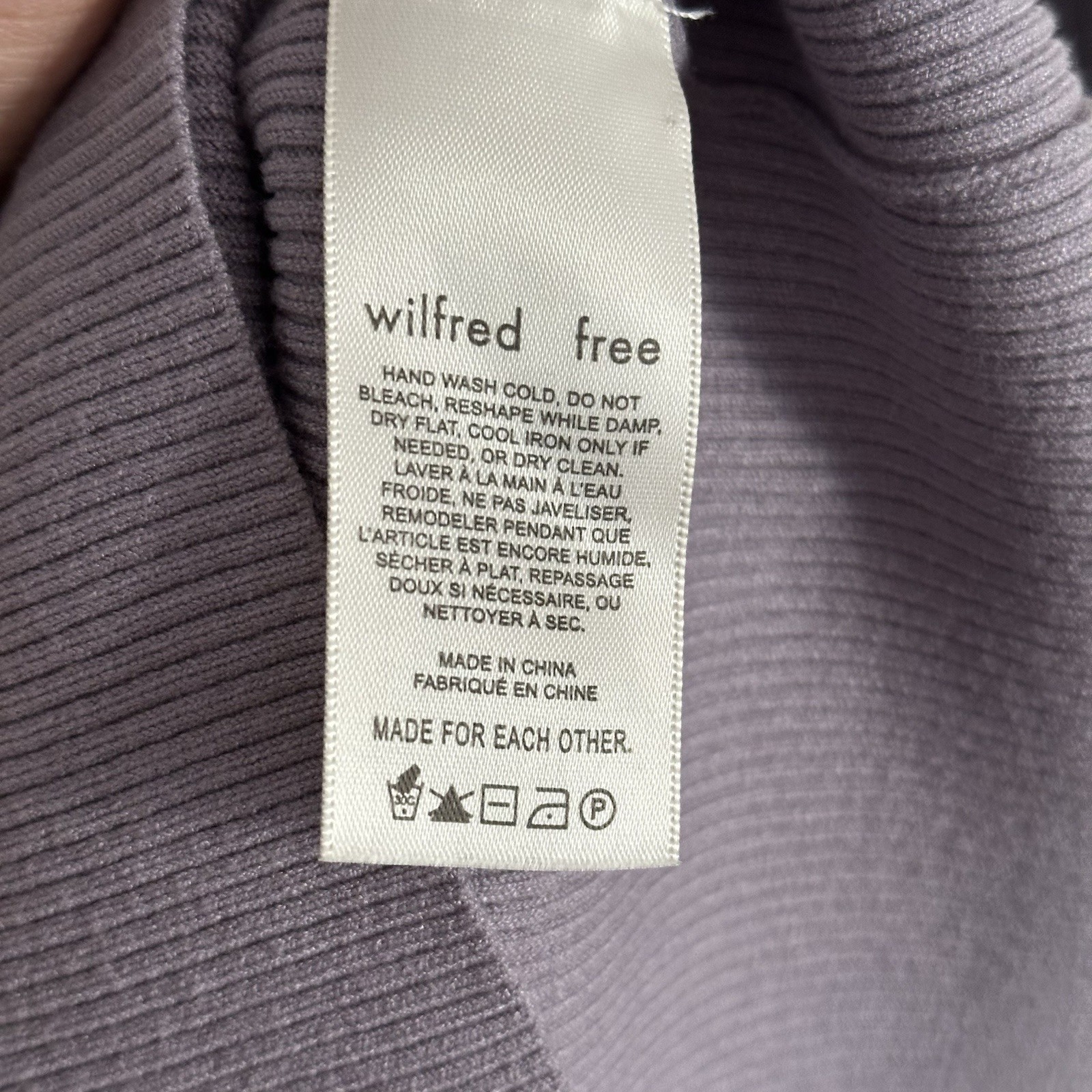 Aritzia Wilfred Free Cut-Out Knit Mini Dress Women’s Size S Mauve Ribbed Knit