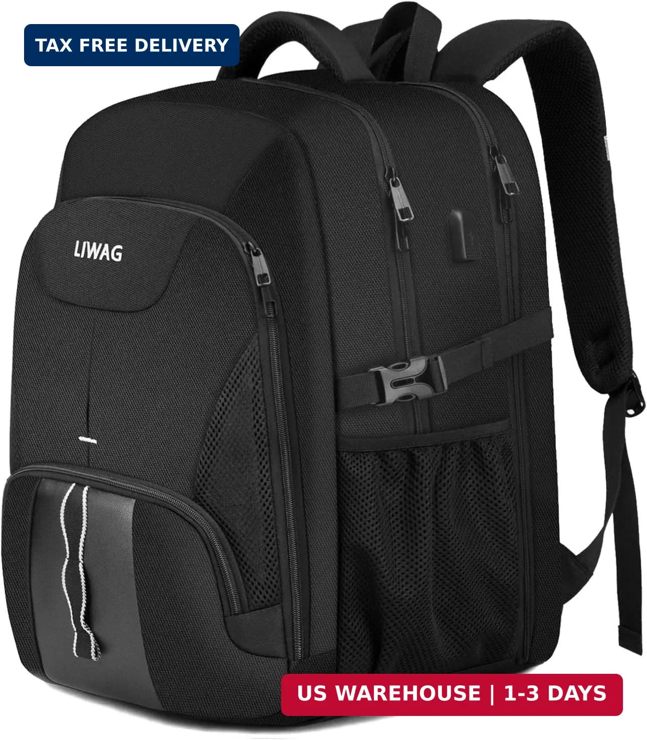 Extra Large Backpack for Men 50L,Water Resistant 17.3 inch Travel Laptop Backpac