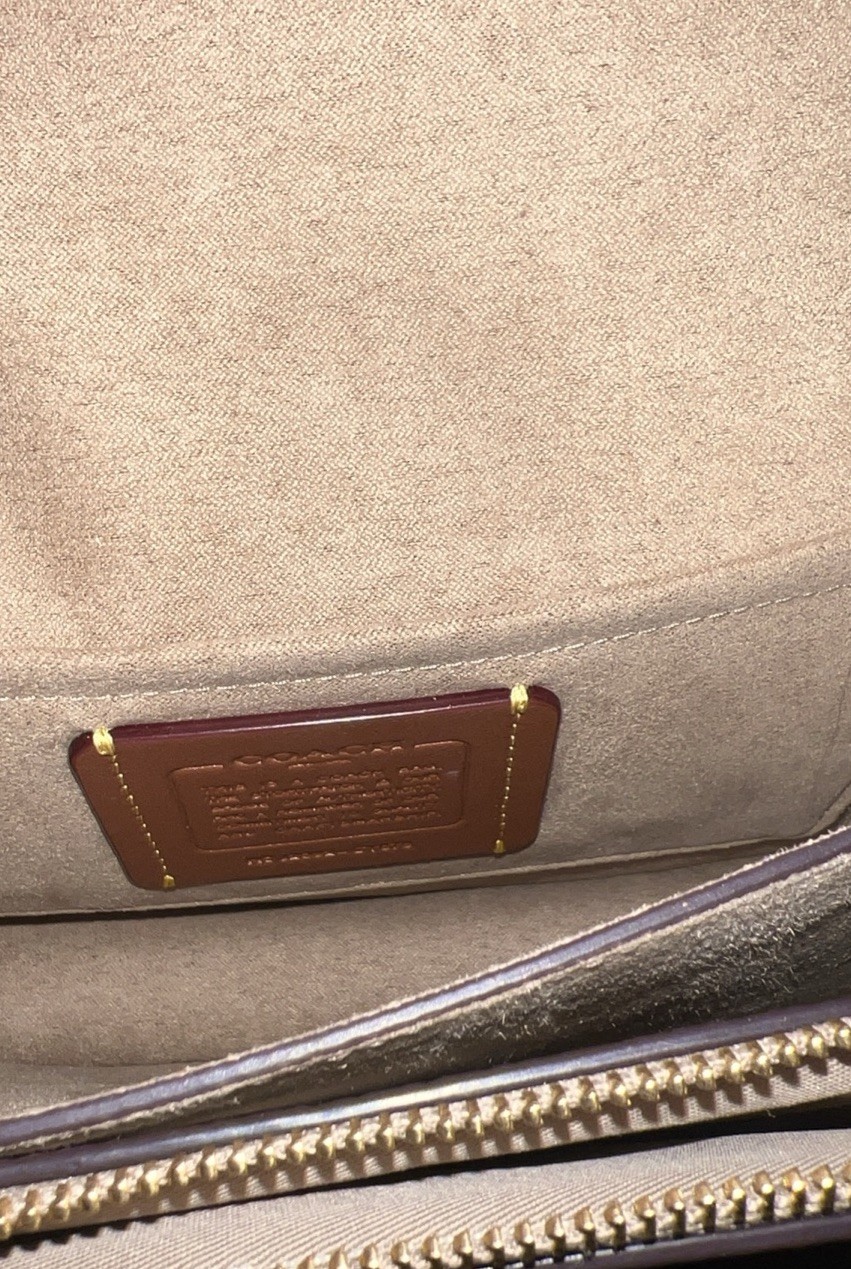 Coach Signature Logo Snap Flap Crossbody Bag Beige/Brown Gold Chain Strap