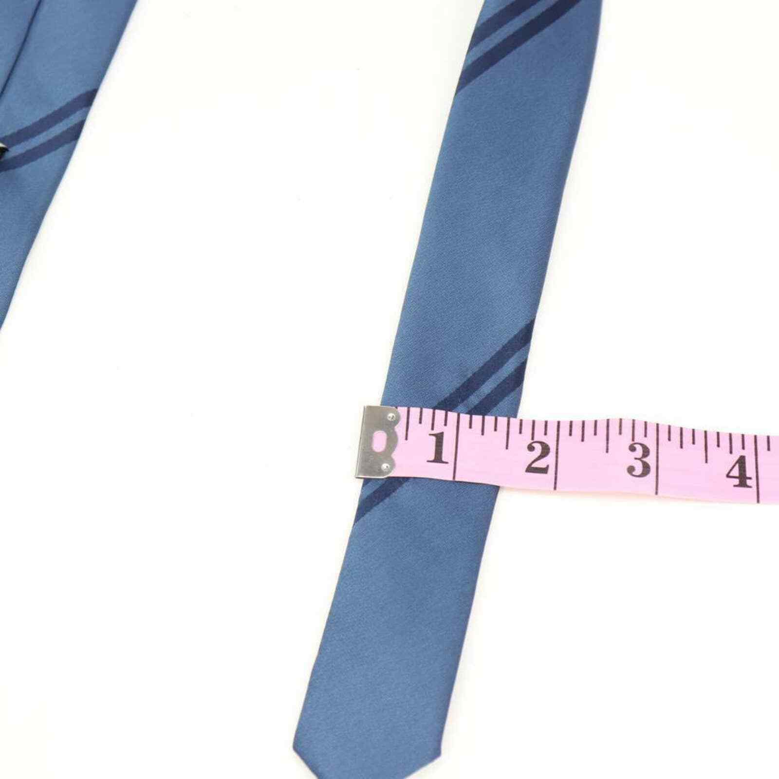 Topman Mens Dress Tie Necktie Blue Navy Stripe Tied Skinny Woven Lined Classic