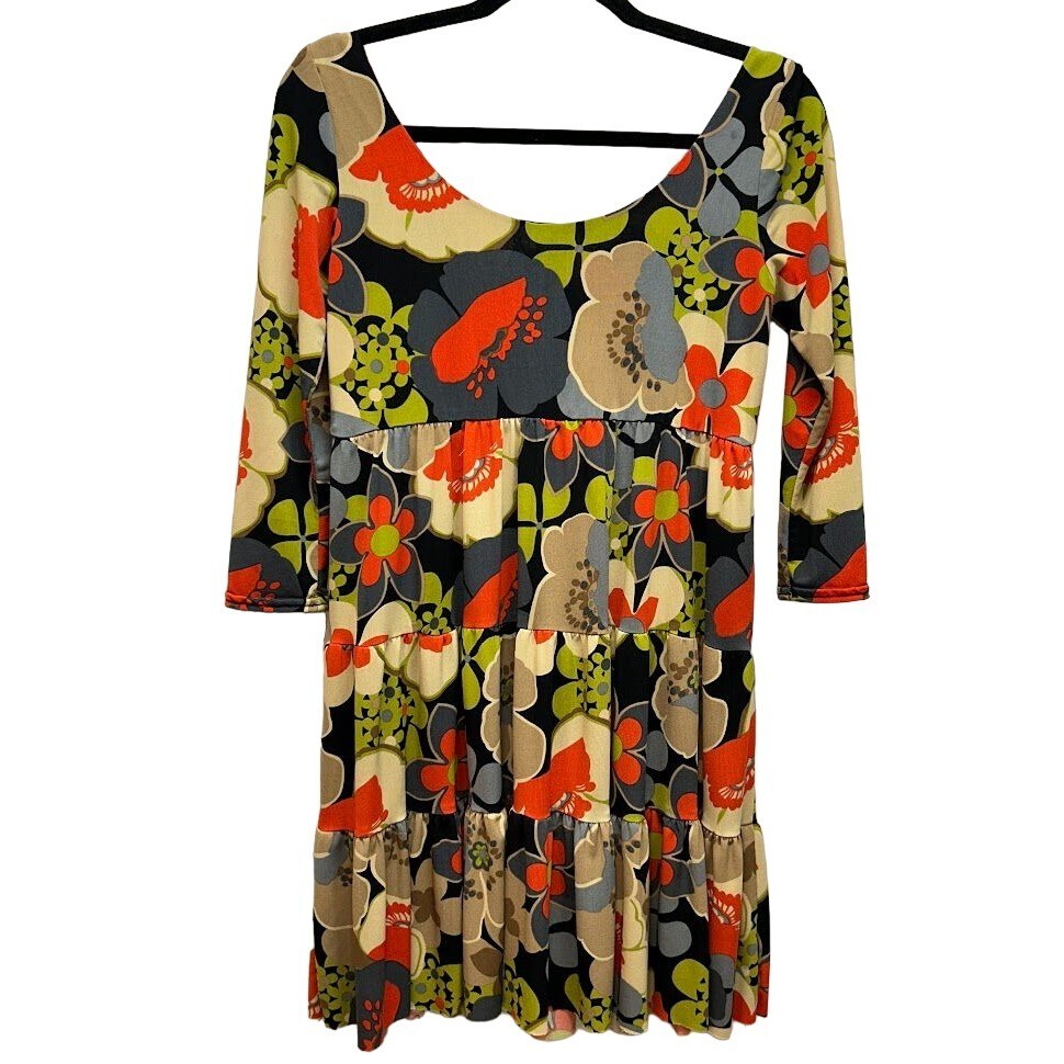 Ivy Jane Uncle Frank Tiered Ruffle Floral Dress Size Small