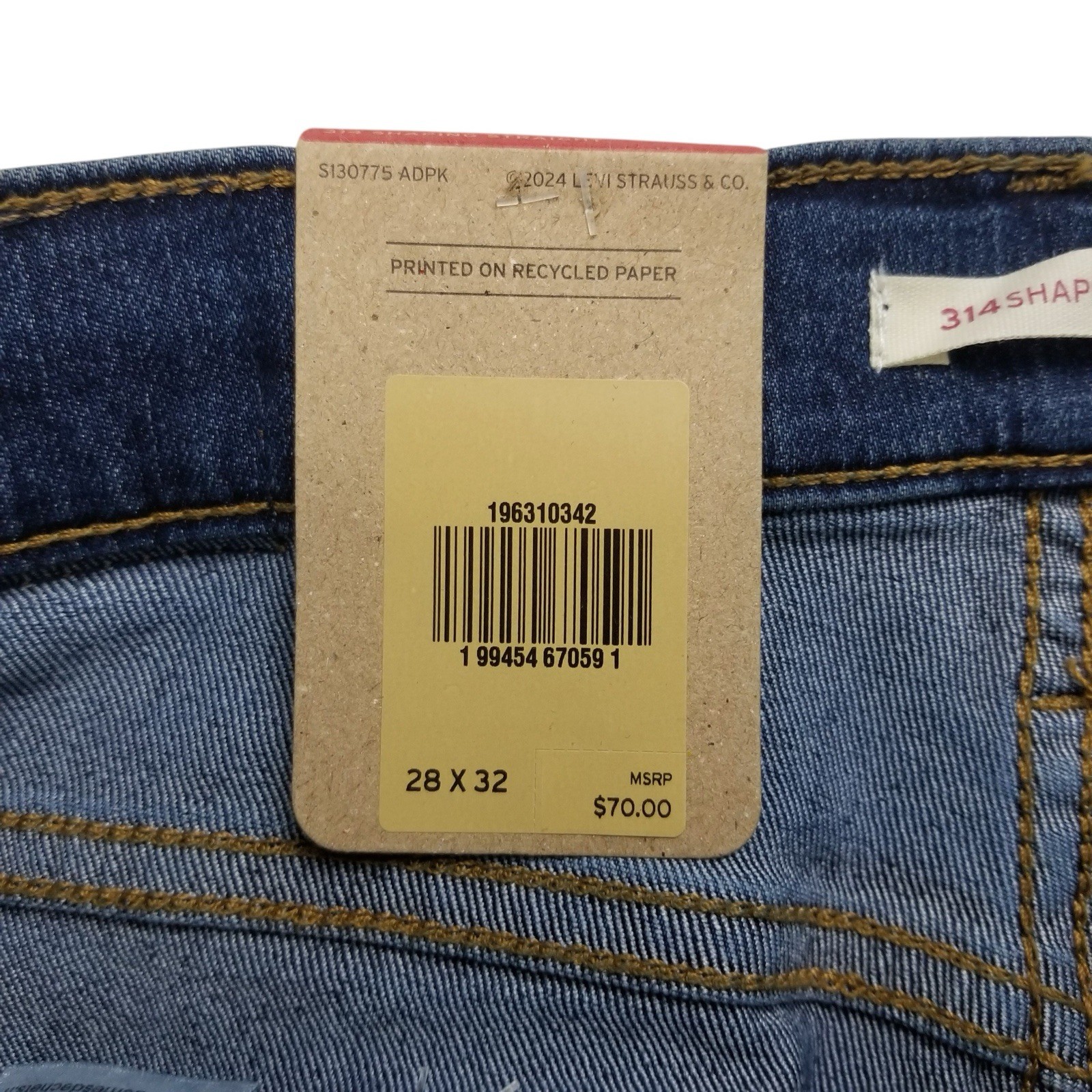 Levis 314 Shaping Straight Blue Med Wash Jeans Womens 28 x 32 New