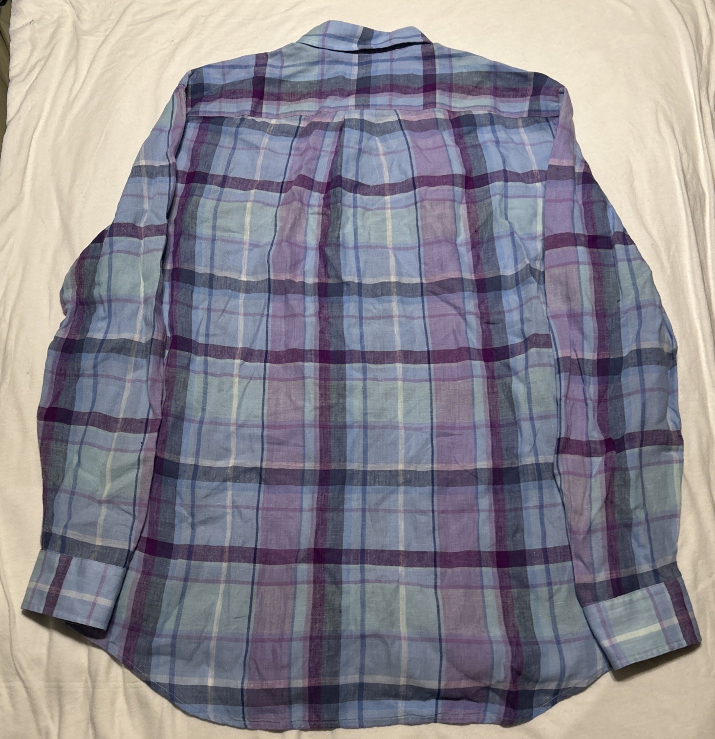 Vineyard Vines Men’s Classic Fit Murray 100% Linen Plaid Long Sleeve Shirt Sz Lg