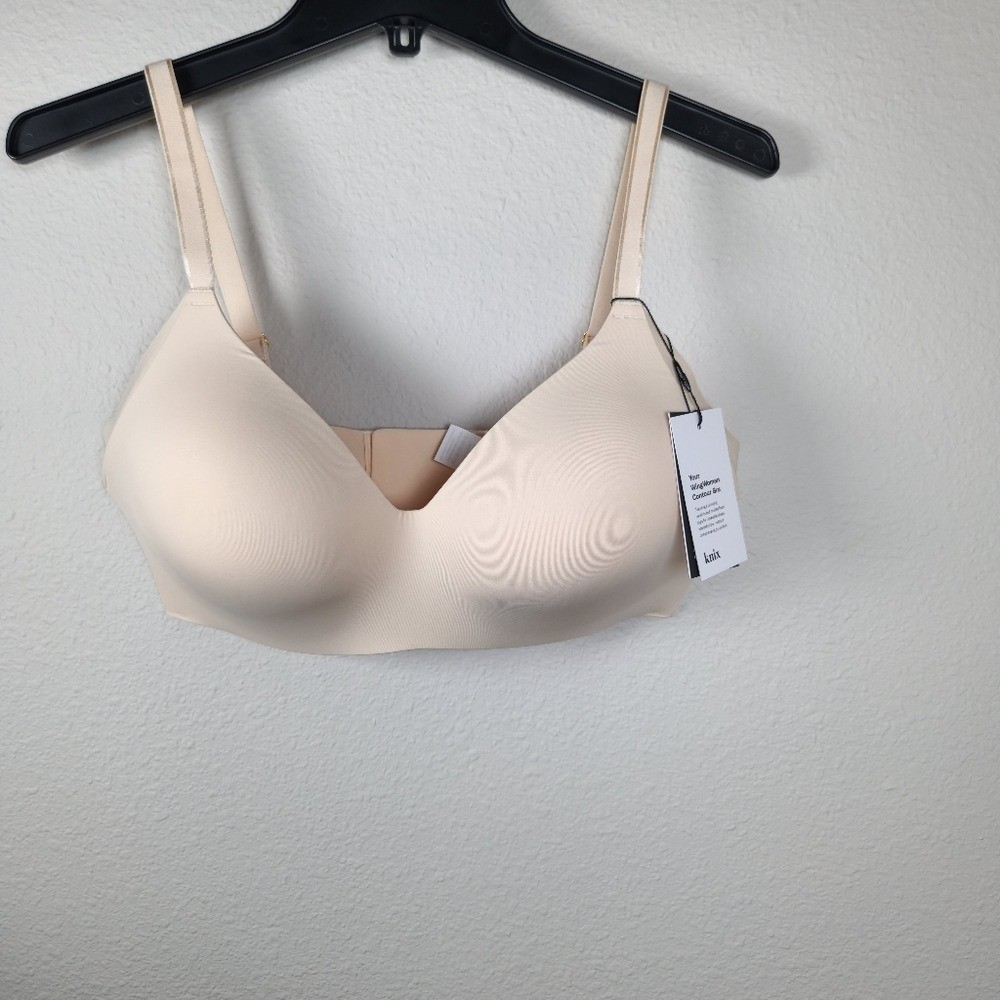 Knix Seamless Comfort Bra Beige Size 7 Wireless Full Coverage Smooth Feel 34/36