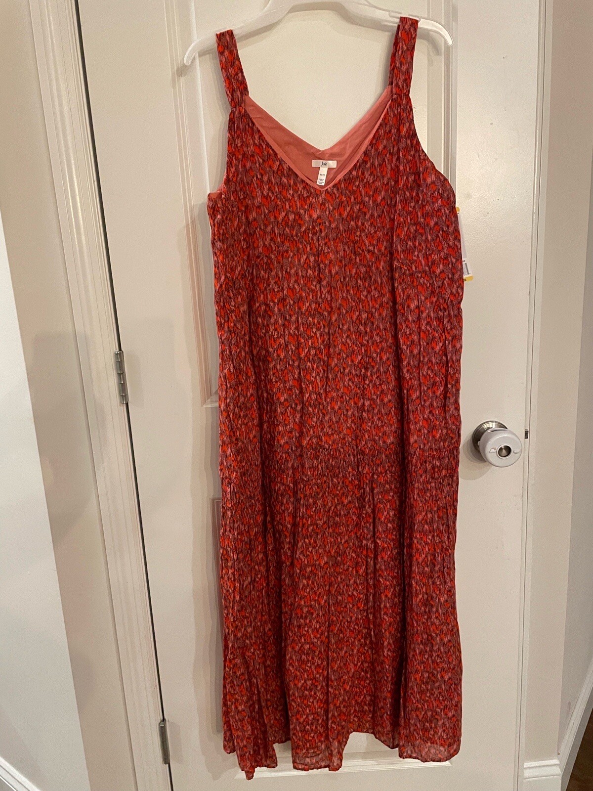 Joie Women’s Tiered Sleeveless Maxi Dress, 100% Cotton Easy Care, Tea Rose Red M