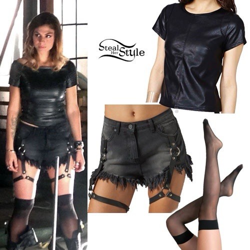 UNIF Harness Black Denim Jean Shorts Women’s 24 XS Garter Straps **Rare Find