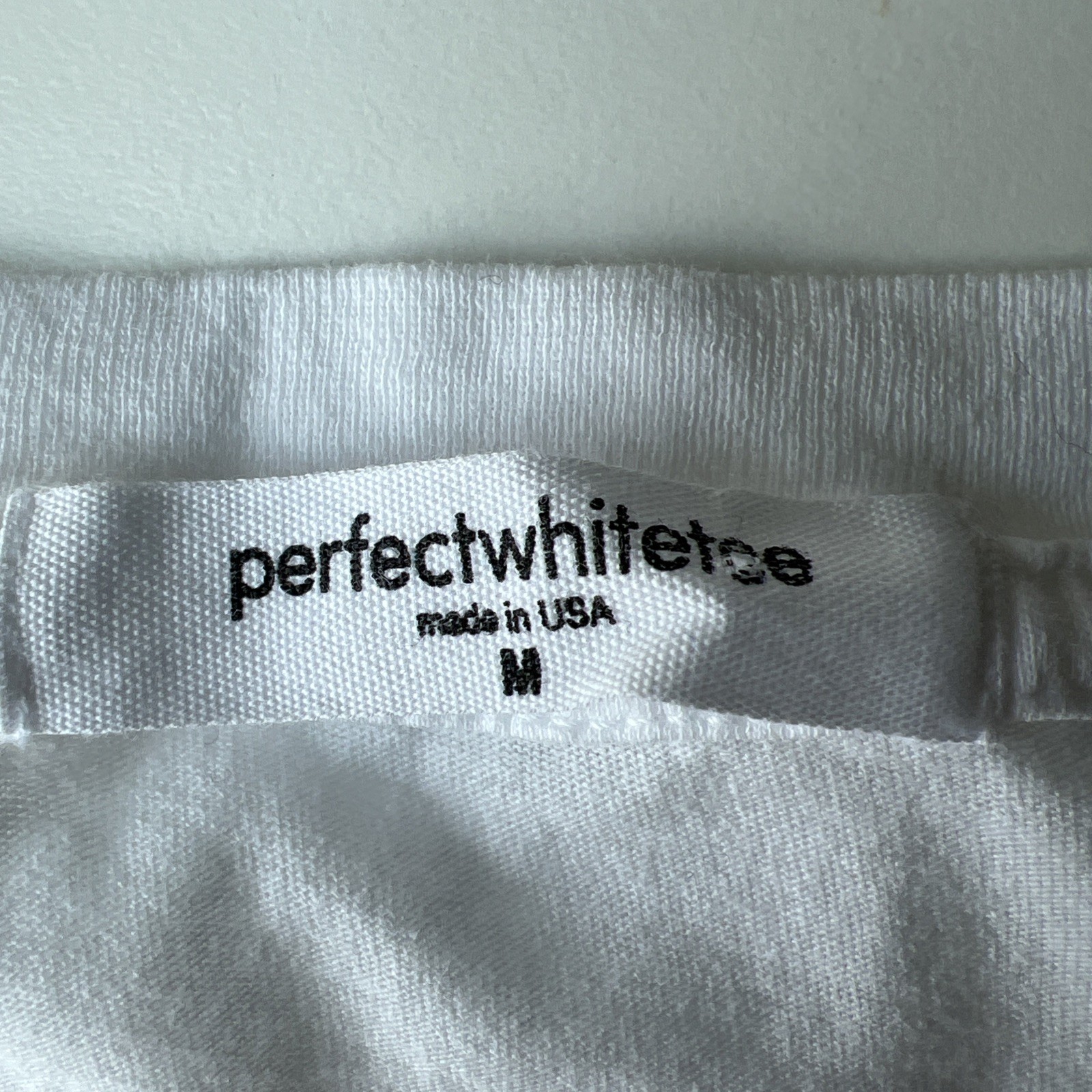 Perfect White Tee Crew Neck T Shirt M White Graphic Text Made In USA Cotton