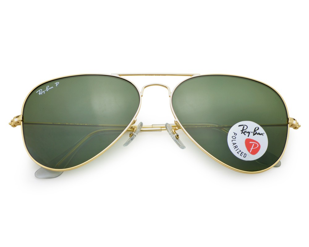 Ray-Ban Sunglasses RB3025 Aviator Classic 58mm Gold Frame Polarized Green Lens