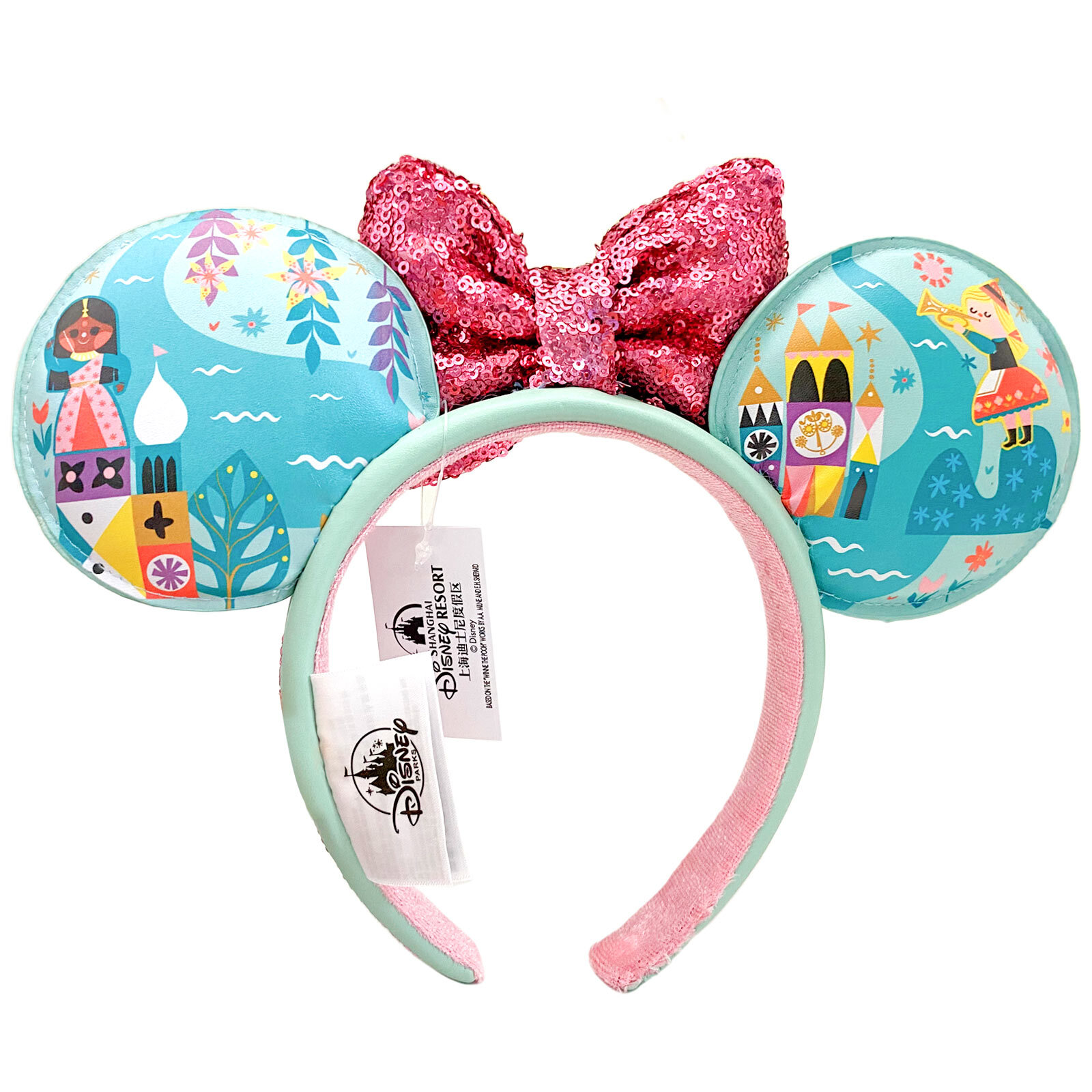 Disney-Park’s It’s a Small World Minnie Mouse Sequined Bow Ears Headband US