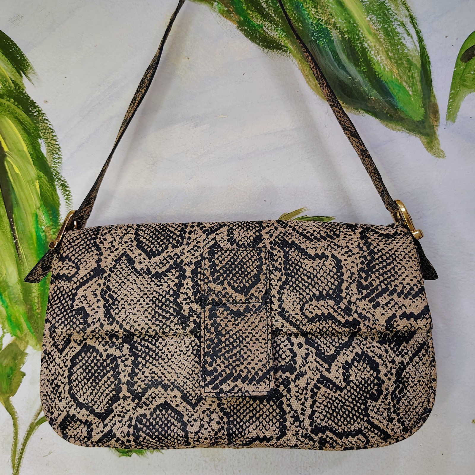 OHH! ASHLEY Leather Snakeskin Print Unique Design Handbag Purse-made in USA