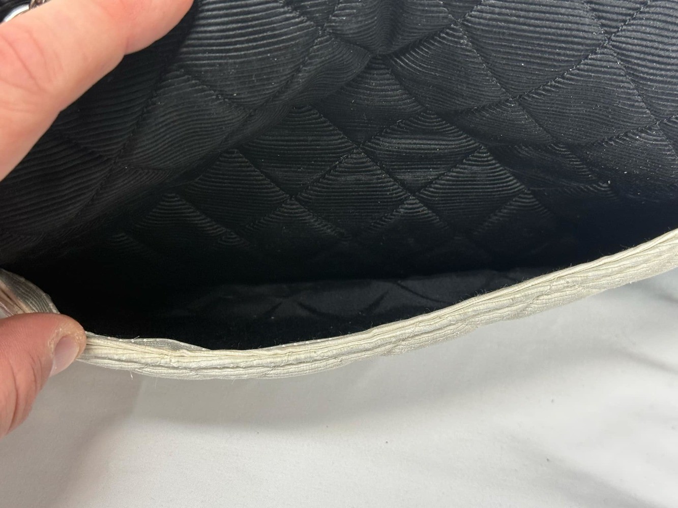 Chanel 2.55 Re-issue Grosgrain Nylon fabric Black White SPB JDW (341023)