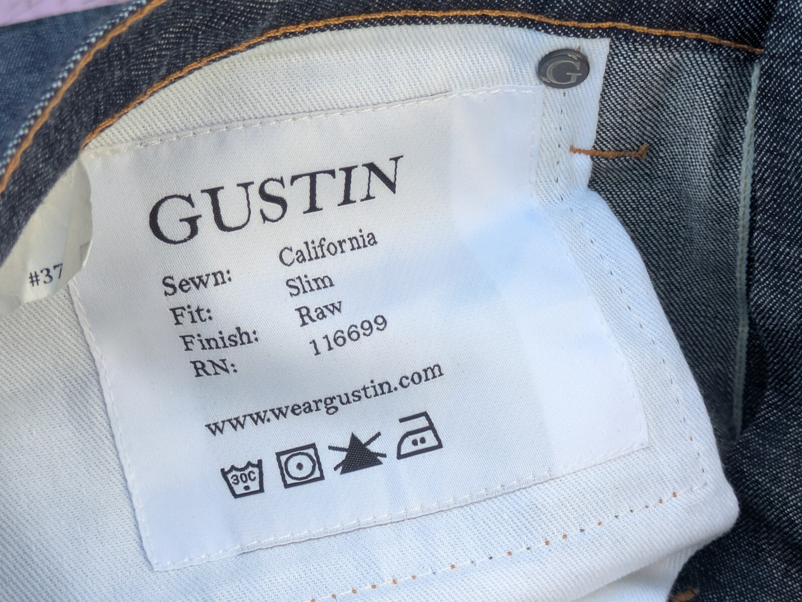 Mens Gustin #37 9oz Light Japan Selvedge Denim Cropped Slim Jeans 34×22.75 Raw