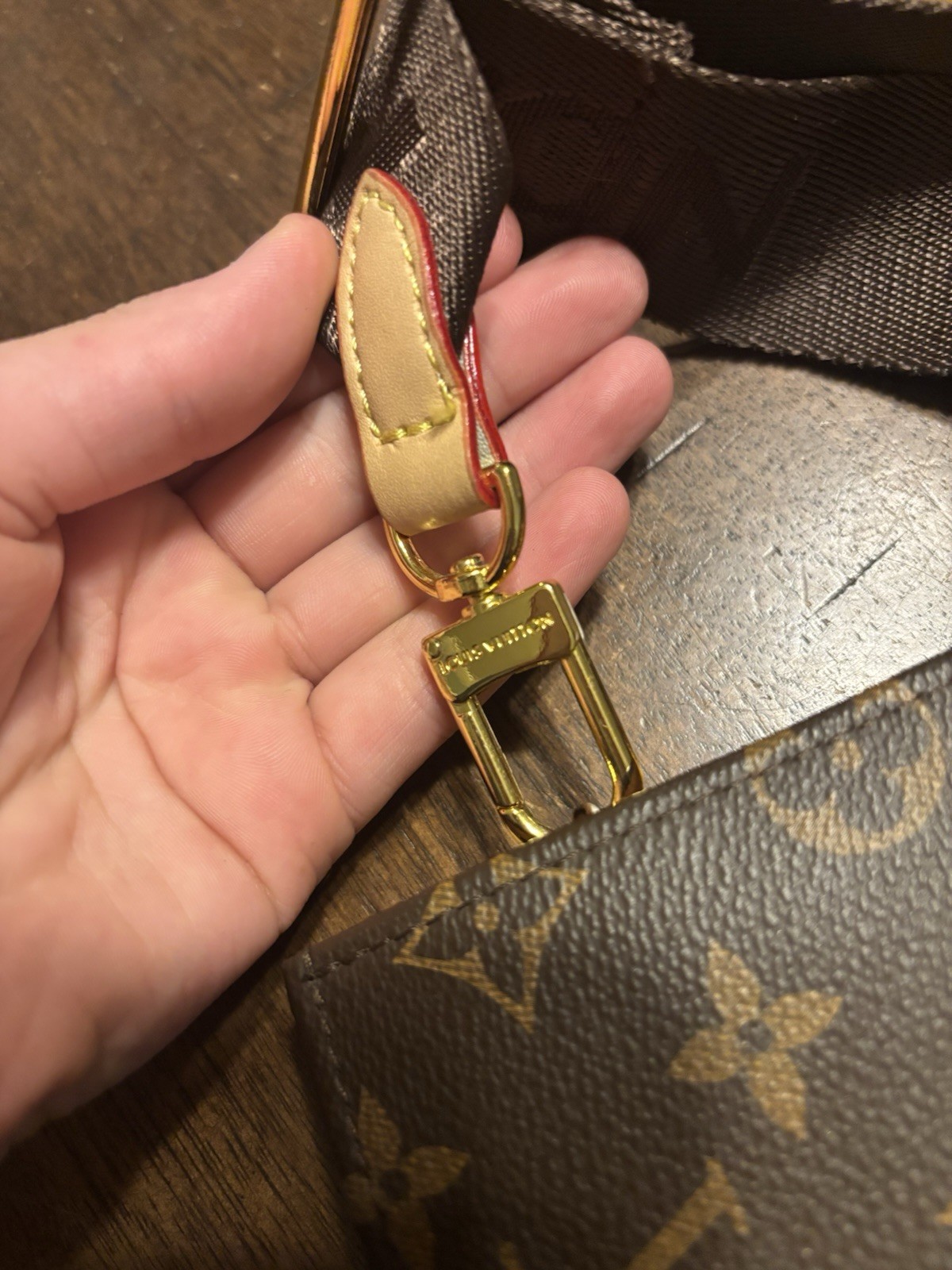 Louis Vuitton Monogram Zip Pochette Crossbody Bag Brown Gold Hardware