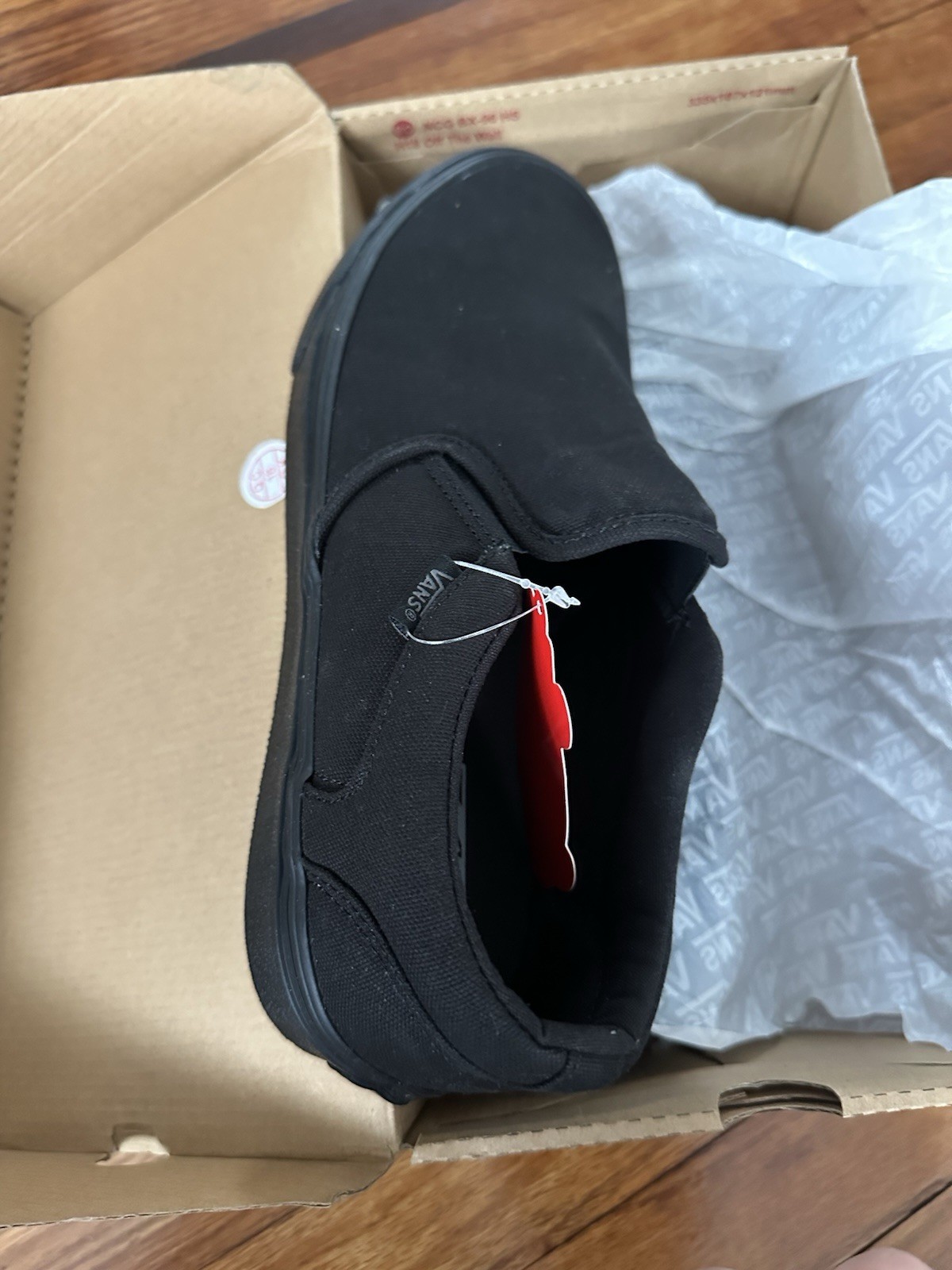 Vans Men’s Asher Slip On Double Black Canvas Casual Skate Shoes Size 12 NEW