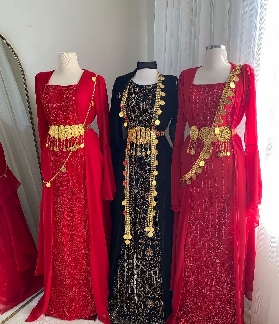 Authentic Traditional Anatolian Dresses with Gold Accessories – Handmade & Elega