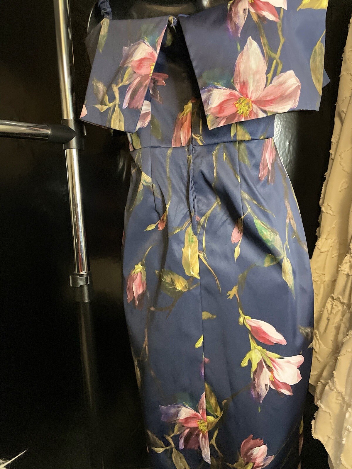 DOROTHY PERKINS Navy Floral Off-Shoulder Pencil Occasion Dress UK 8 EUR 36 US 4