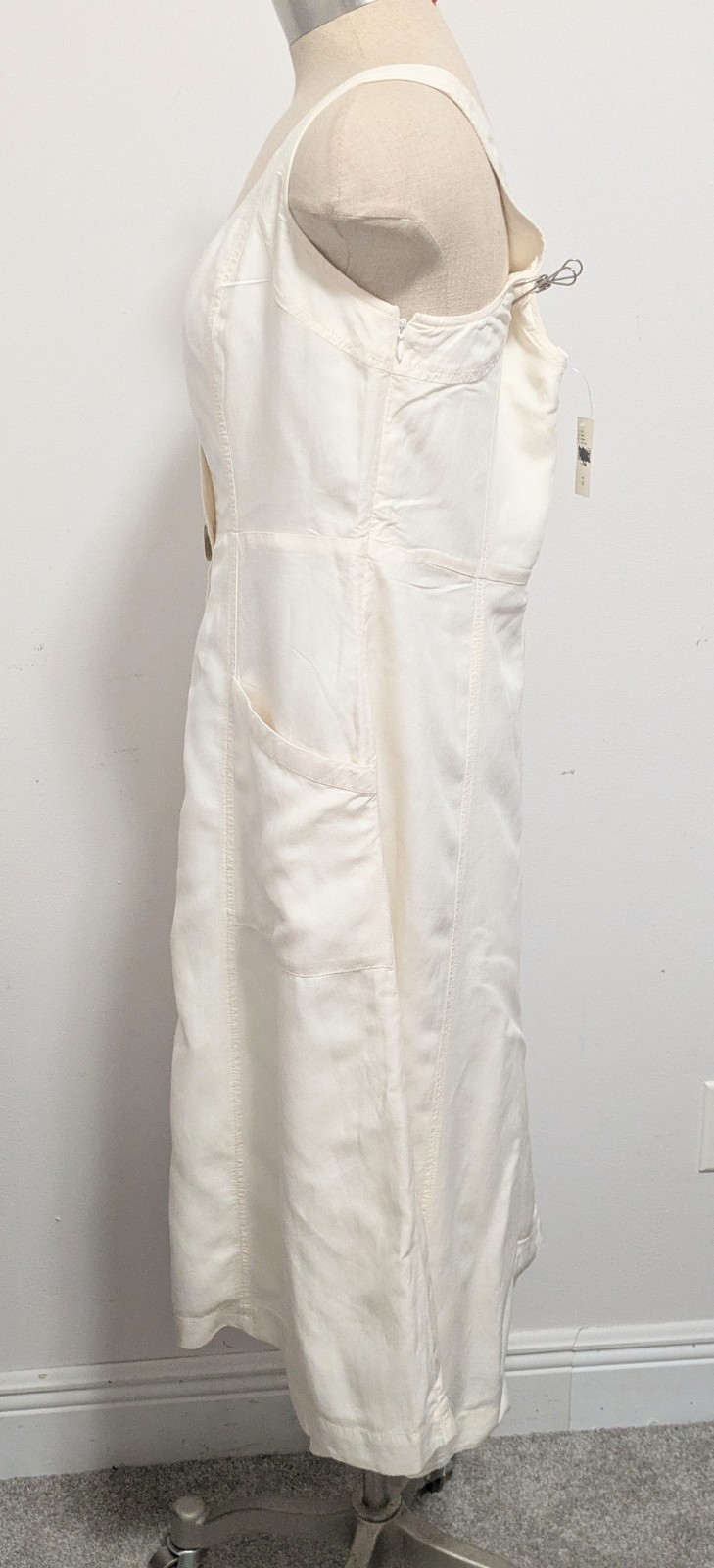 Anthropologie Cream button Front Midi Dress Linen Blend 10 Beachy Cortage Preppy