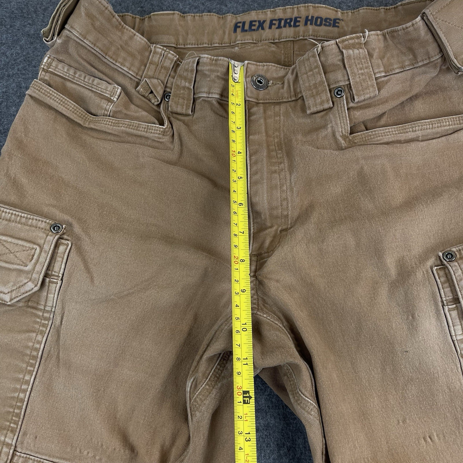Duluth Flex Fire Hose Ultimate Relaxed Fit Cargo Work Pants Mens 36×34 Brown Tan