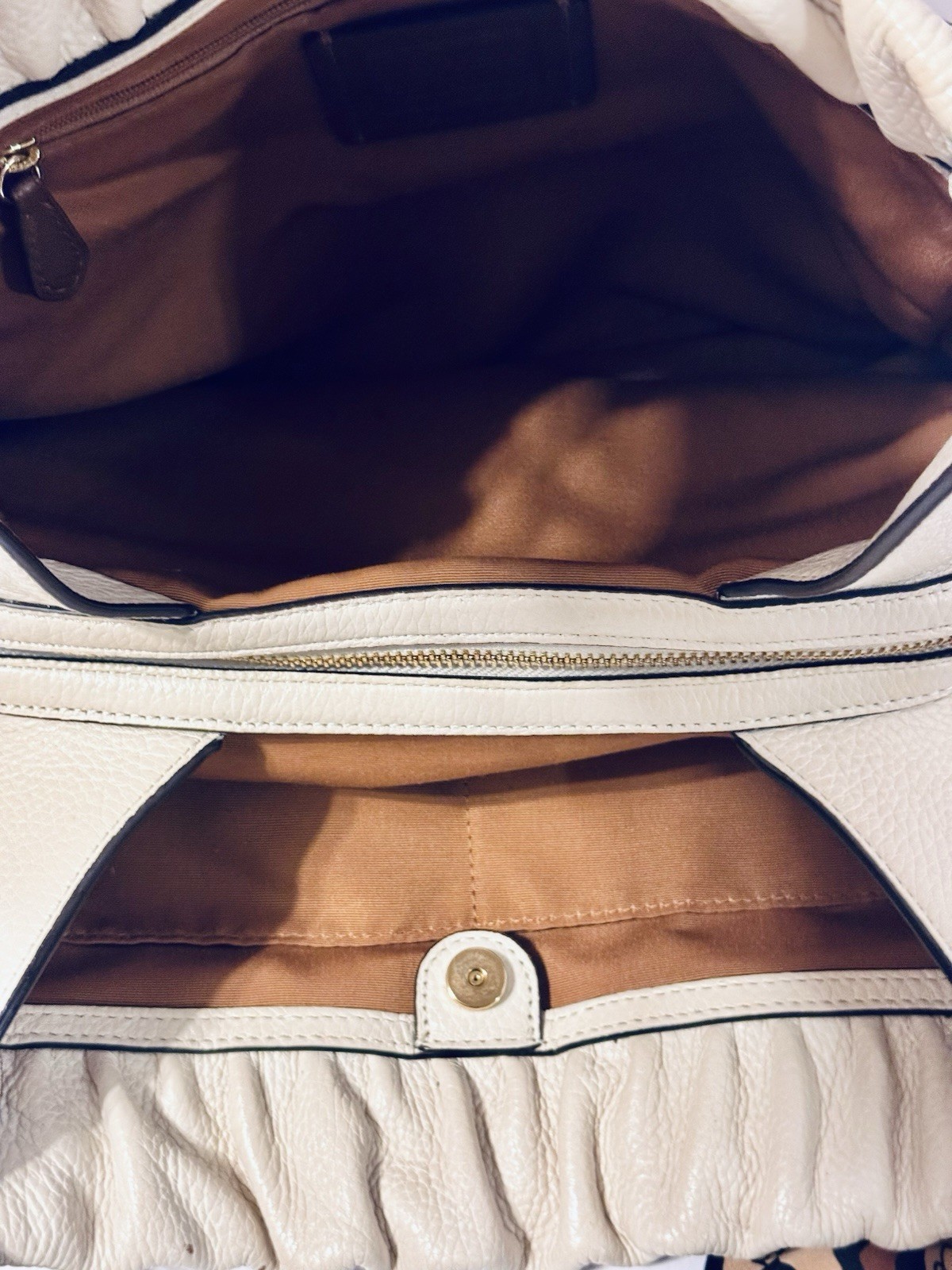 Coach Maya Leather Bag Chalk-Gold hardware w/Coach Scarf C1454