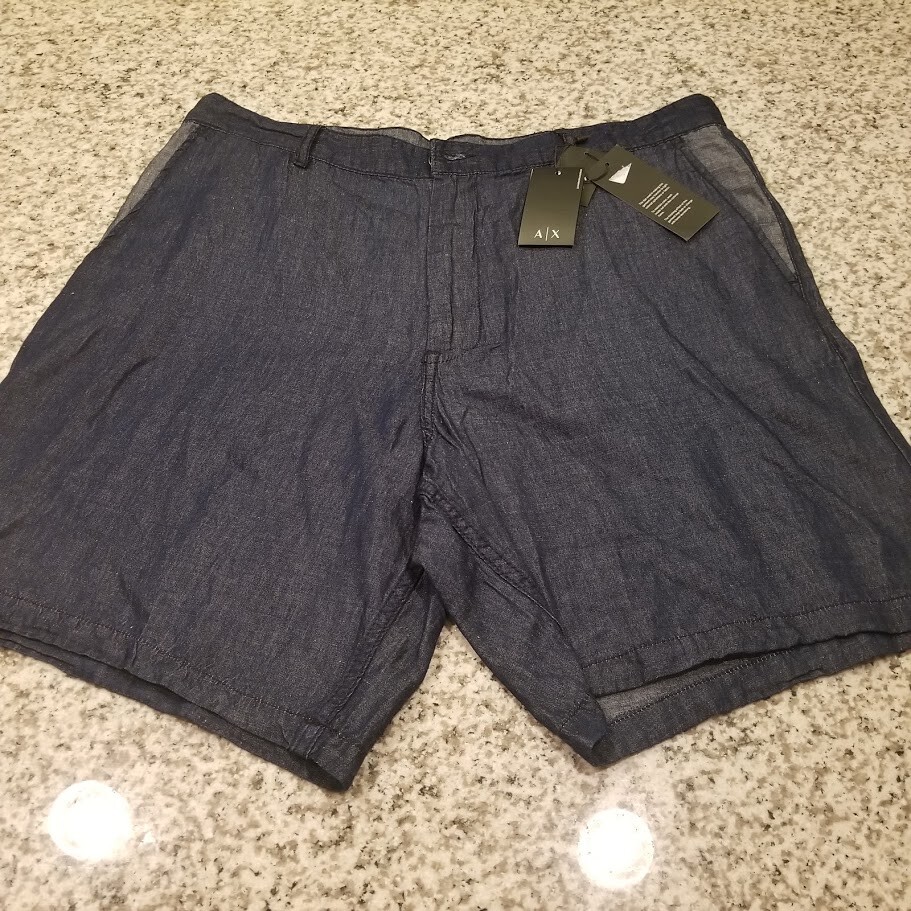 NWT Men’s Armani Exchange BERMUDA Navy Blue Denim 30 32 33 34 36 38 Linen 0024
