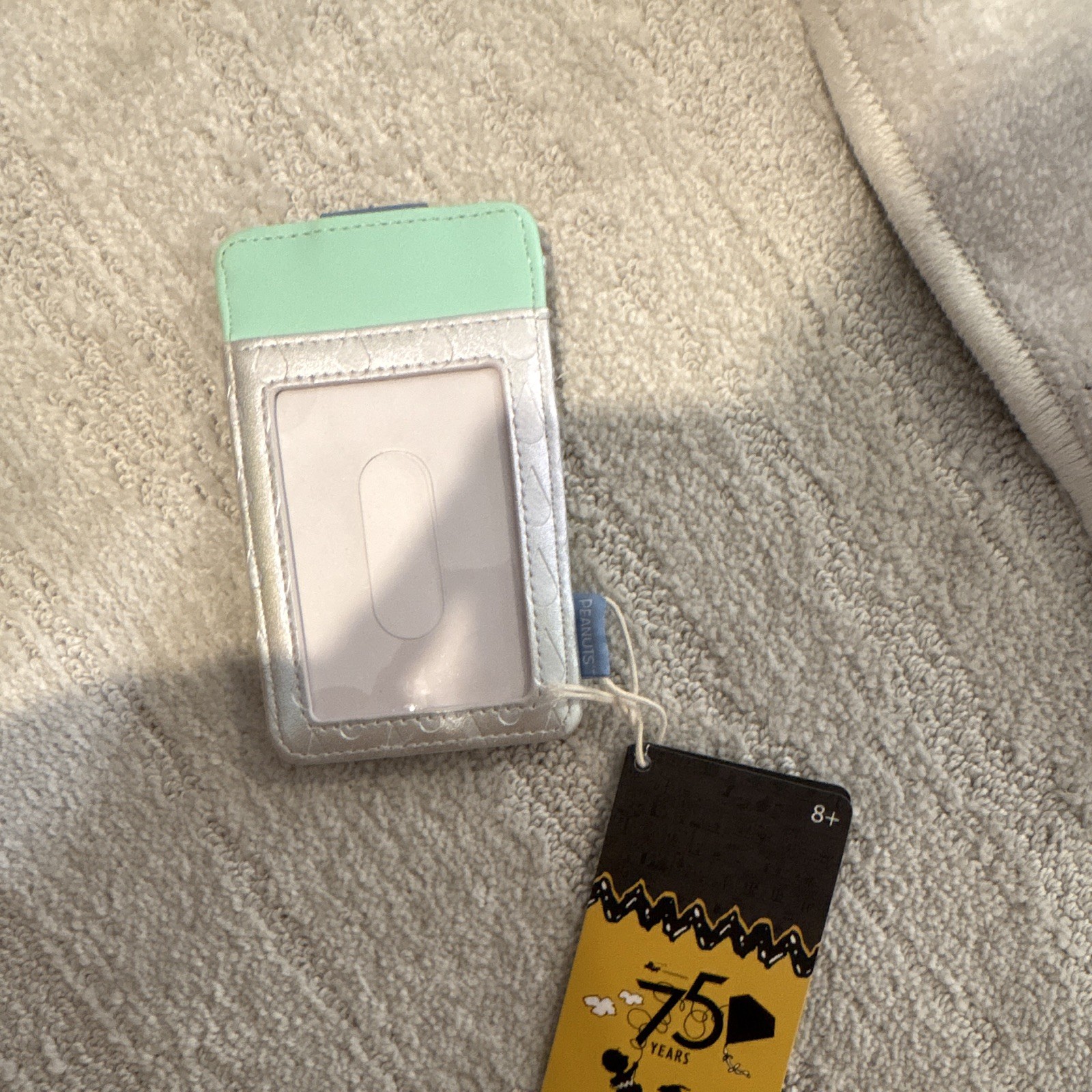 Peanuts Snoopy & Woodstock Raindrop Faux Leather ID/Document Holder, Silver/Blue