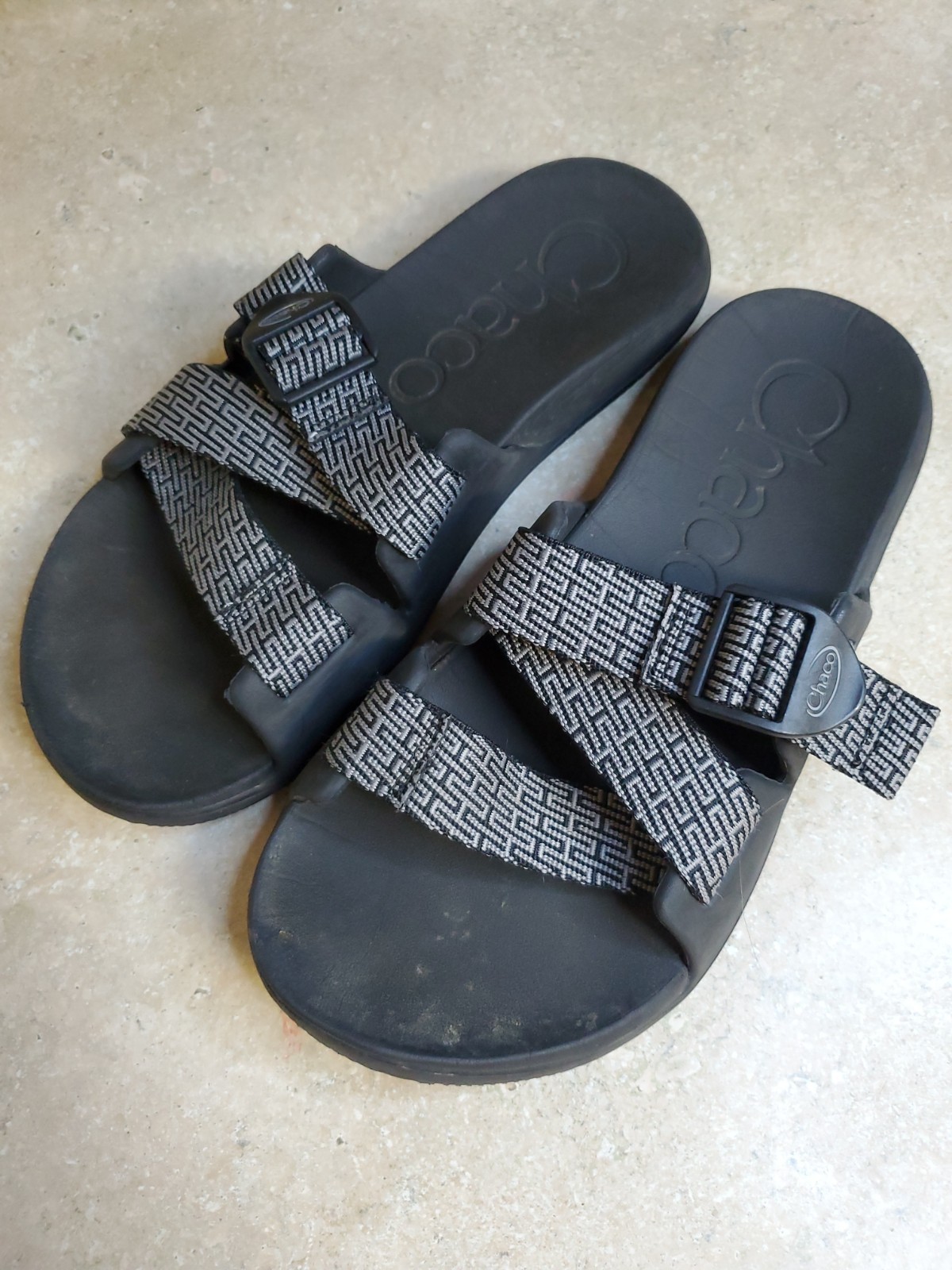 Chaco Chillos Slide Fret Black Men’s Size 8 Comfort Sandals Slip On Slides Used