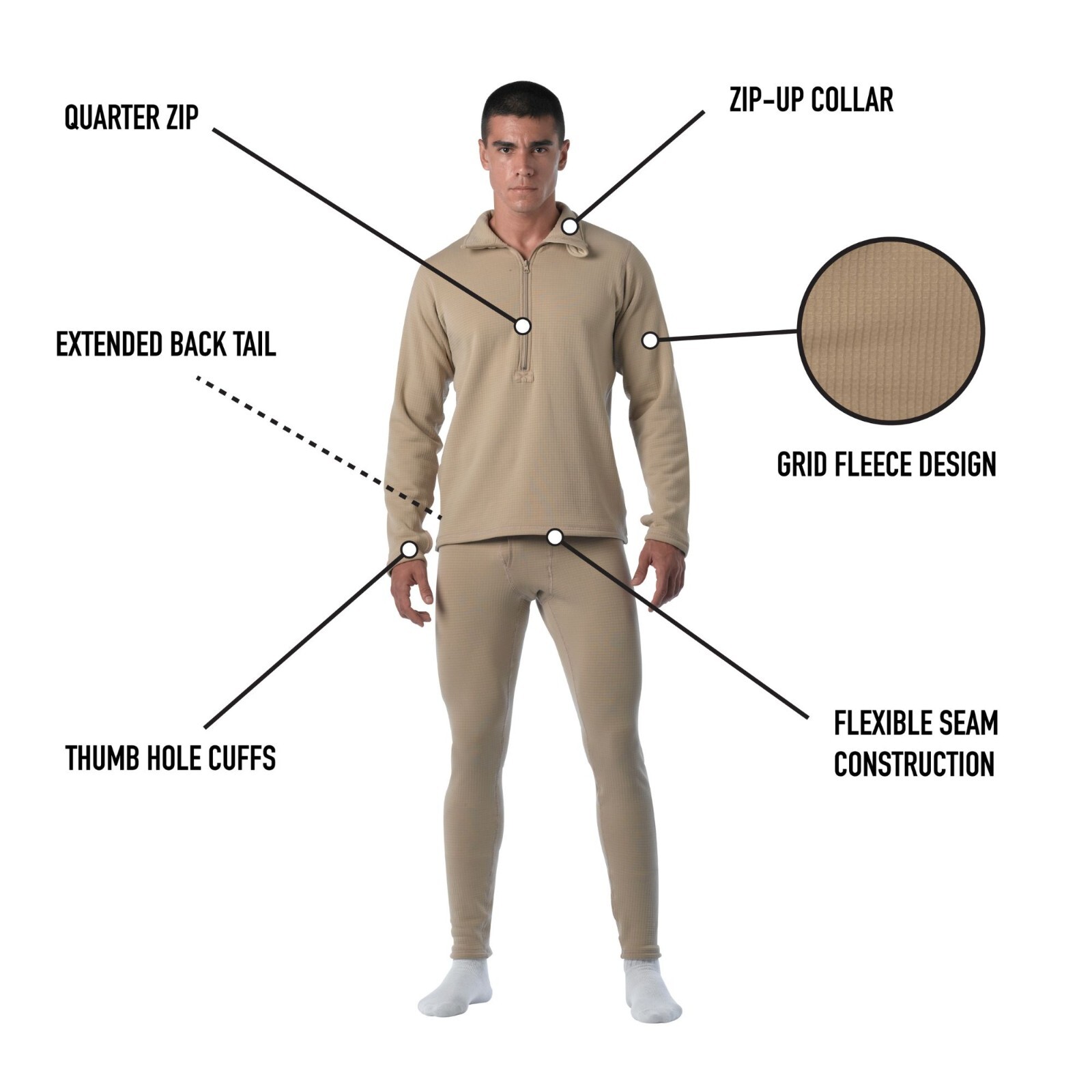 Gen III Level II Anti-Microbial Army Thermal Underwear ECWCS Waffle Top Shirt