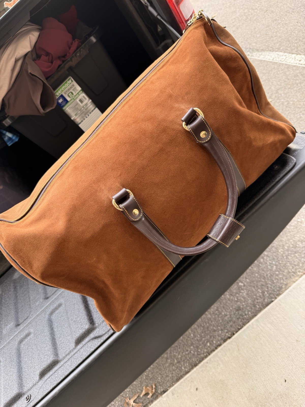 Bowen Premium Suede Brown Leather Duffle Bag