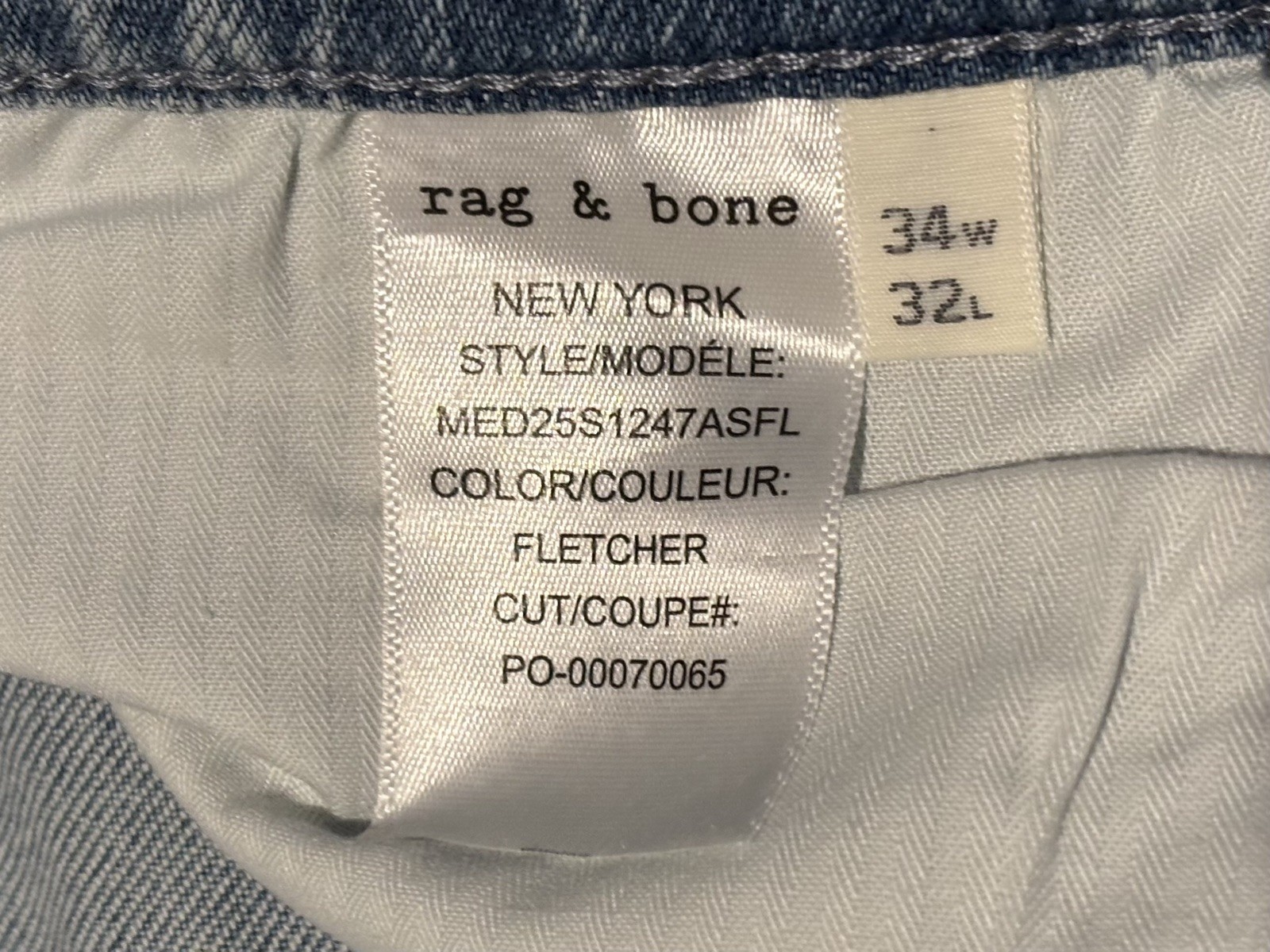 Rag & Bone Fit 4 Authentic Stretch Straight Leg Jeans (Fletcher) 34