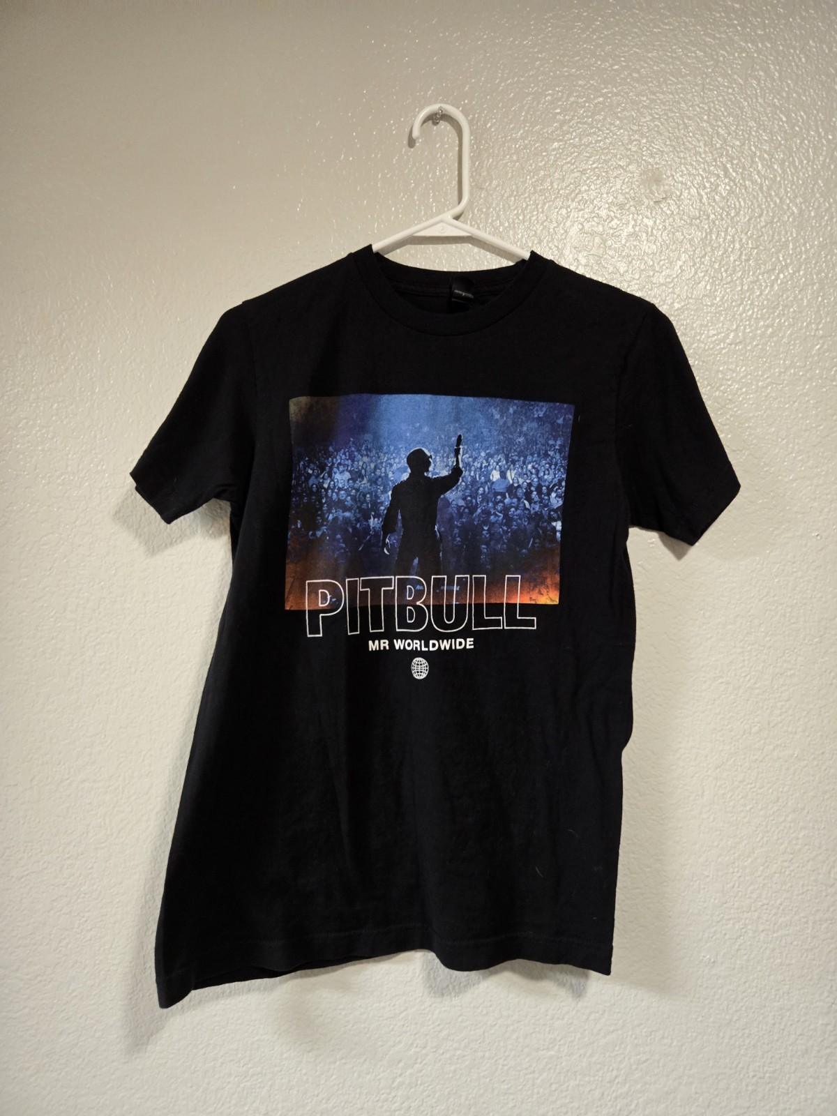 PITBULL “MR. WORLDWIDE” MENS SMALL BLACK TSHIRT, HIPHOP, RAP, REGGAE