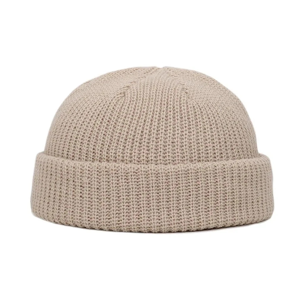 Mini Short Fisherman Beanie Hat Ribbed Docker Winter Warm Knitted Skull Cap cuff