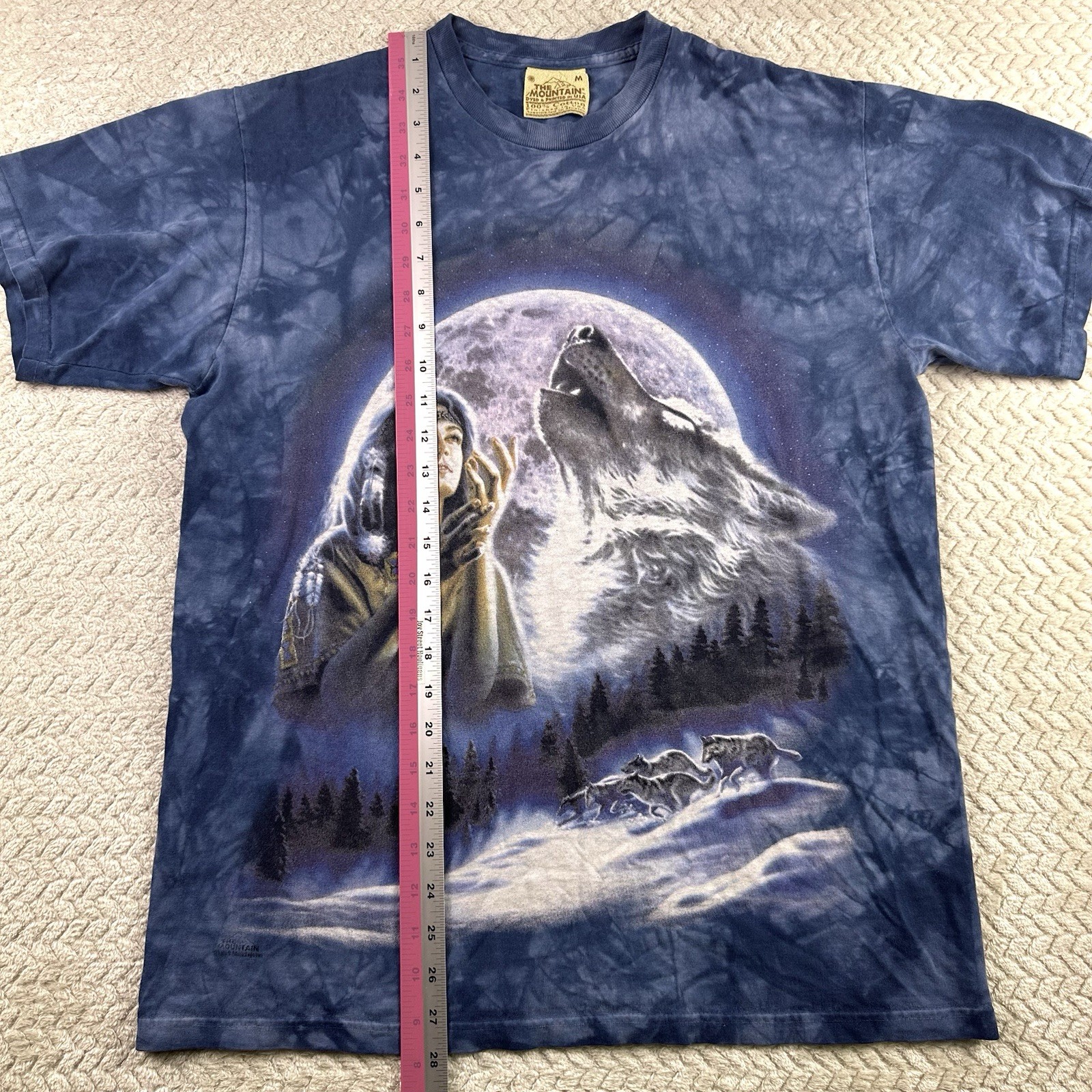 Vintage 90’s Tie Dyed The Mountain Wolf Spirit Native Size Medium