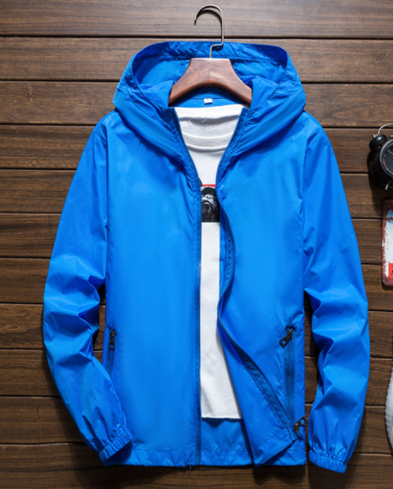 Men‘s Lightweight Windbreaker Hooded Waterproof Rain Jacket Breathable Outwear