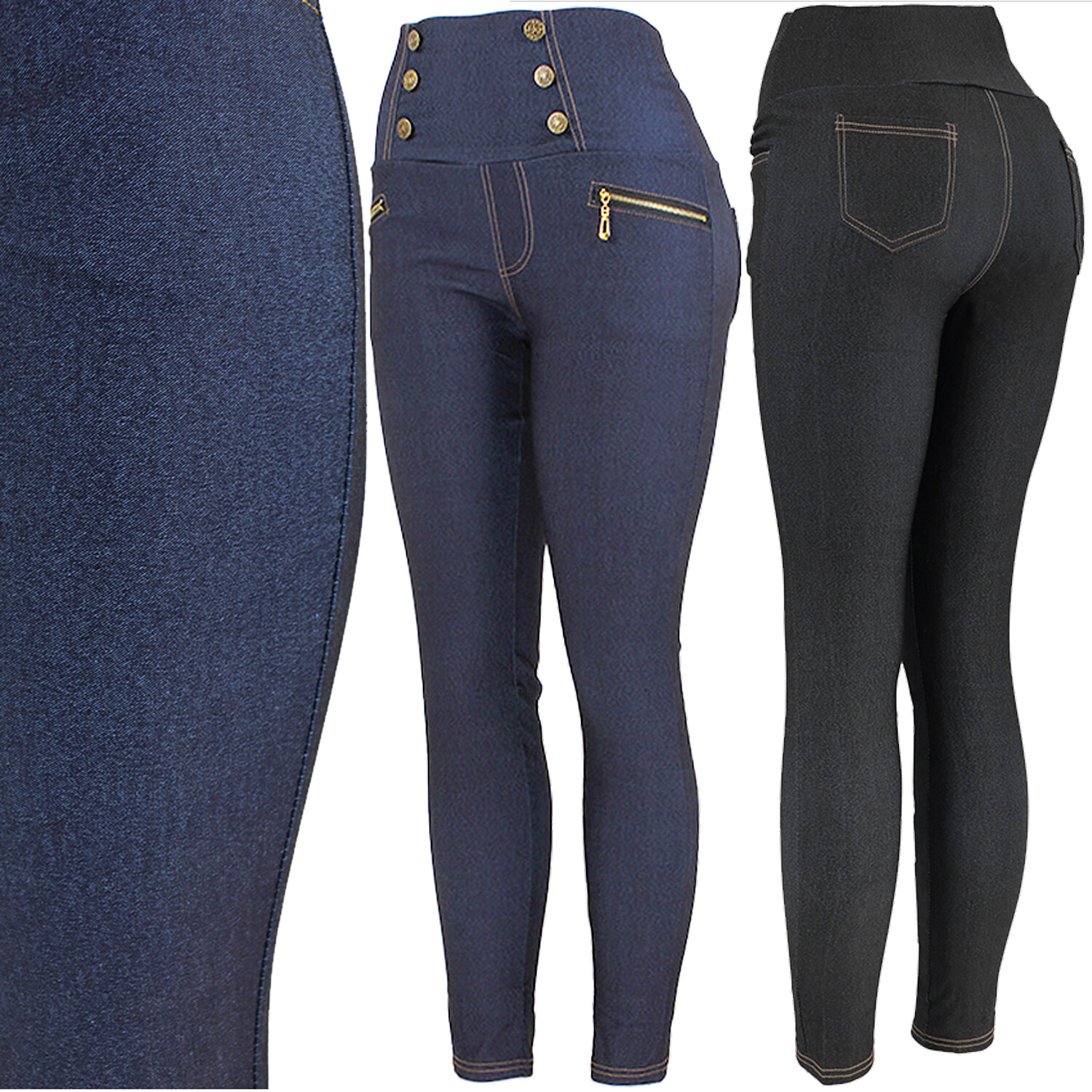 Women’s High Waist Cotton Blend Jeggings Stretchy Skinny Pants Jeans Leggings