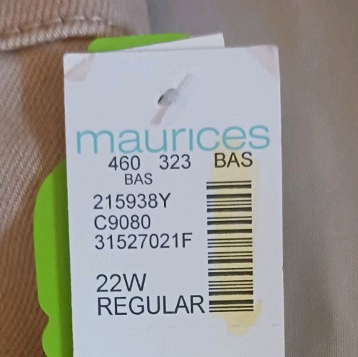 maurices Women’s Slim Straight High Rise Stretch Jeans Pink Beige Plus Size 22W