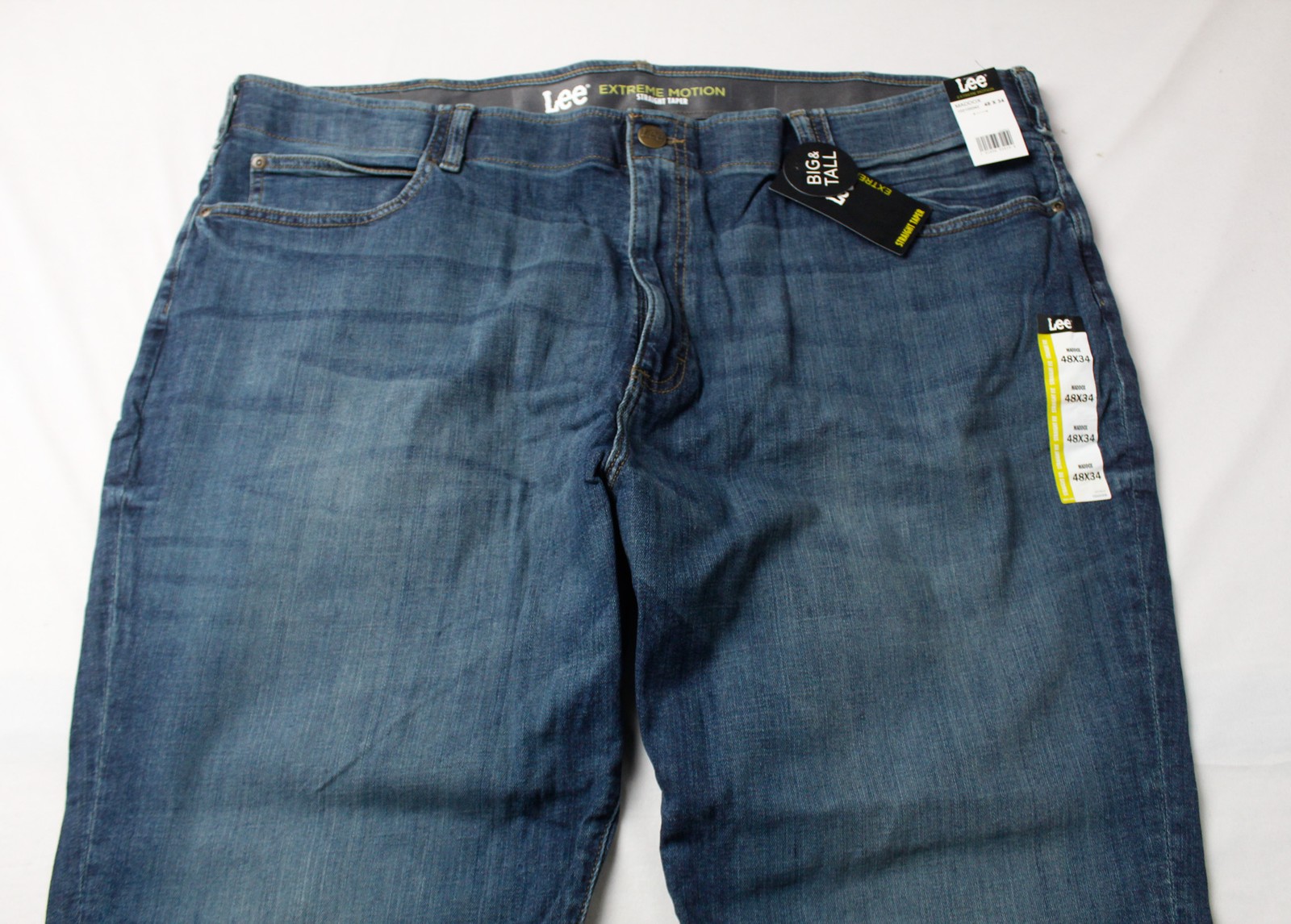 Lee Men’s Extreme Motion Straight Tapered Jeans JT8 Midnight Blue Size 48×34 NWT